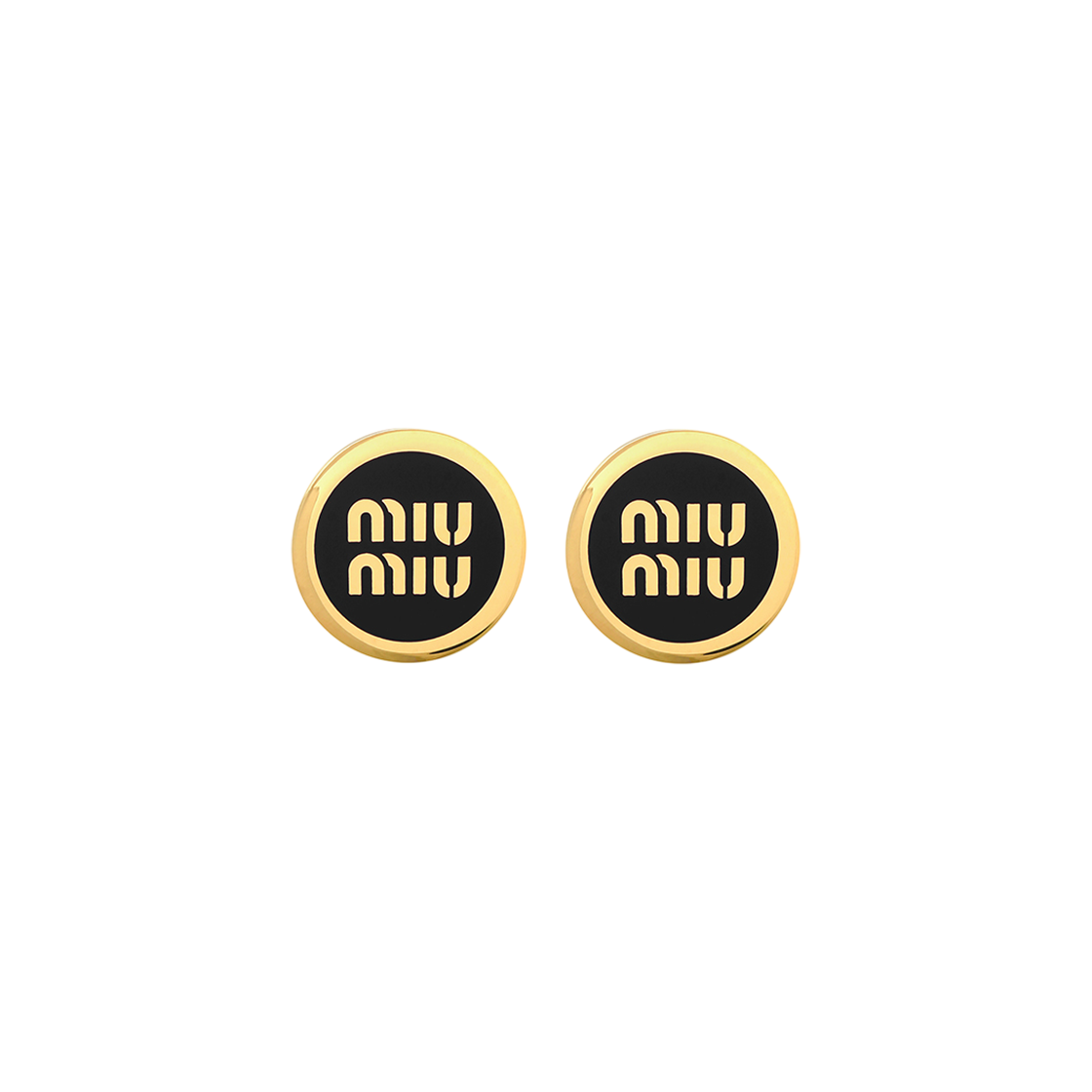 [25% 쿠폰] (W) 미우 미우 에나멜 메탈 이어링 블랙([25% 쿠폰] (W) Miu Miu Enameled Metal Earrings Black)