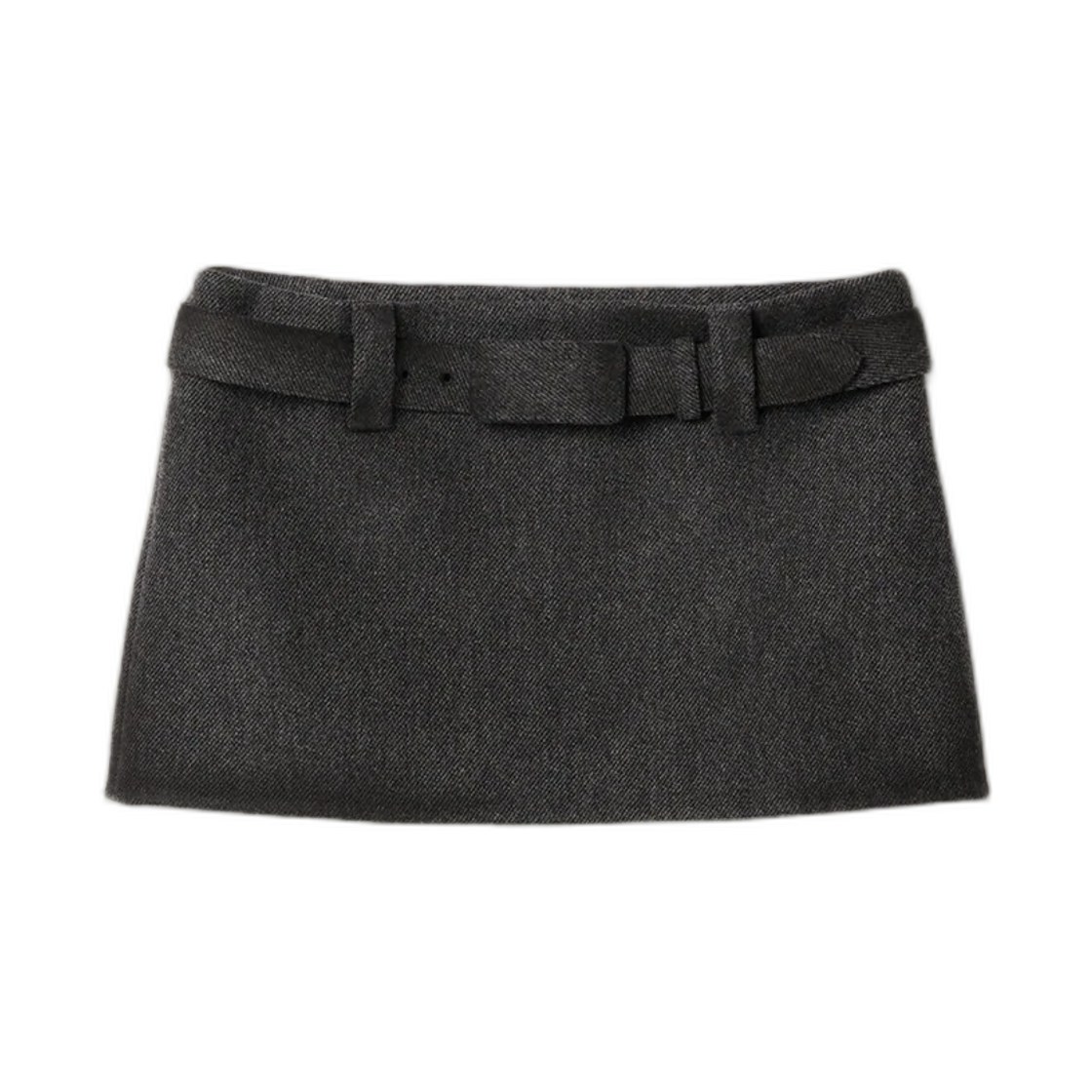 MG2778-6471-F0031 (W) Miu Miu Waxed Double Wool Mini Skirt Grey