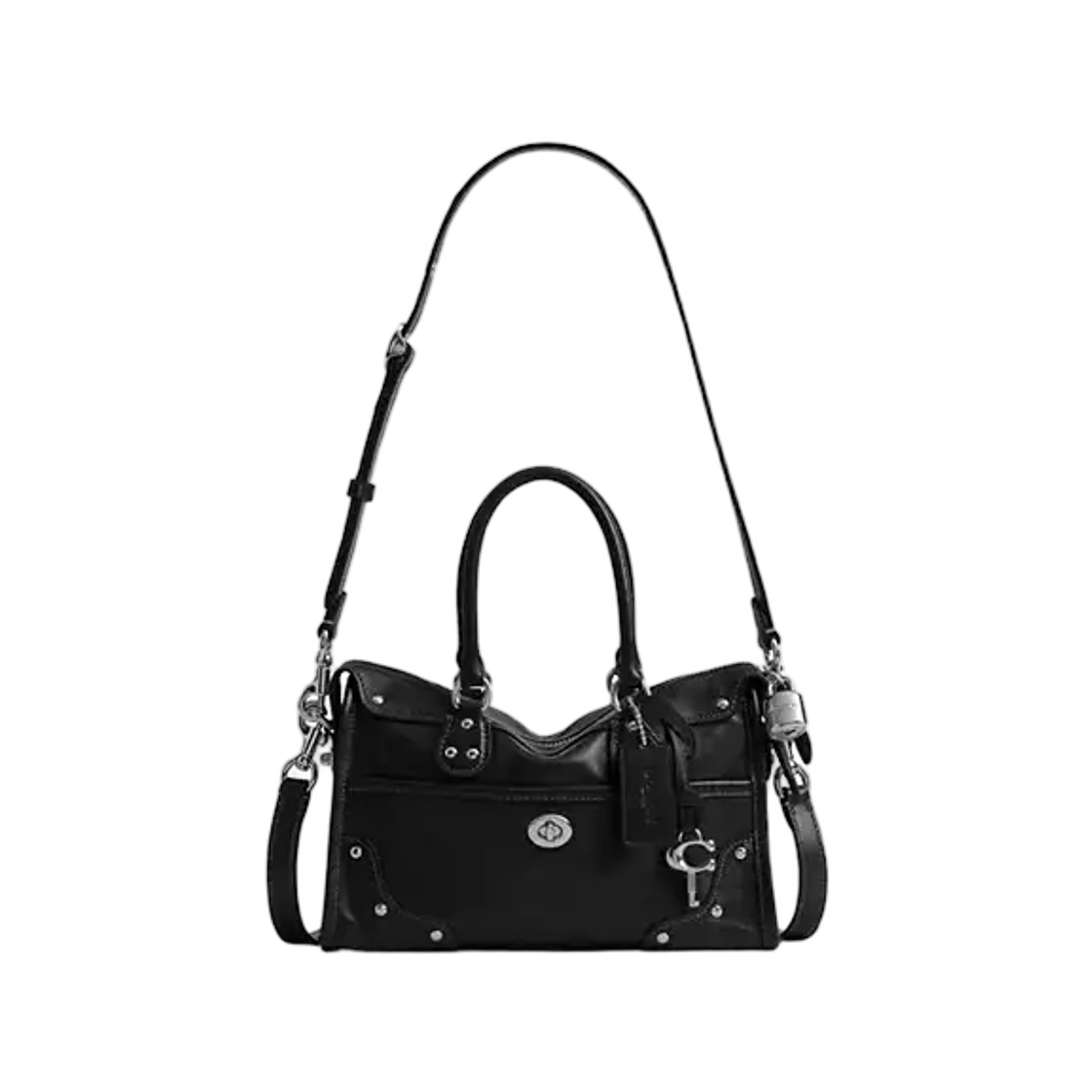 CFN69-LHBLK Coach Rhyder Satchel Bag 24 Silver Black