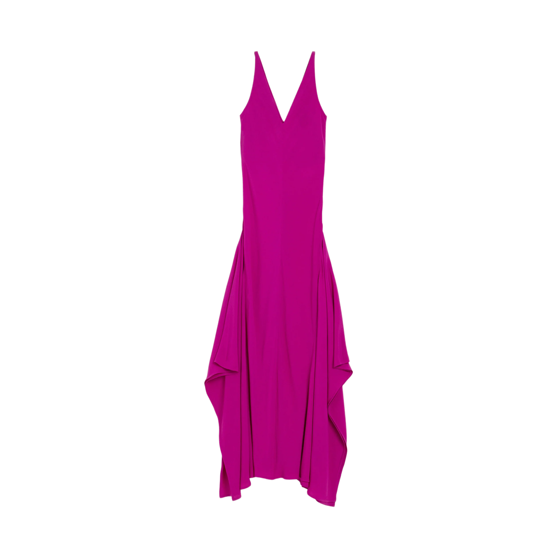 FDR690-AC0022-618 (W) AMI Long Purple Silk Blend Godet Dress Fuchsia
