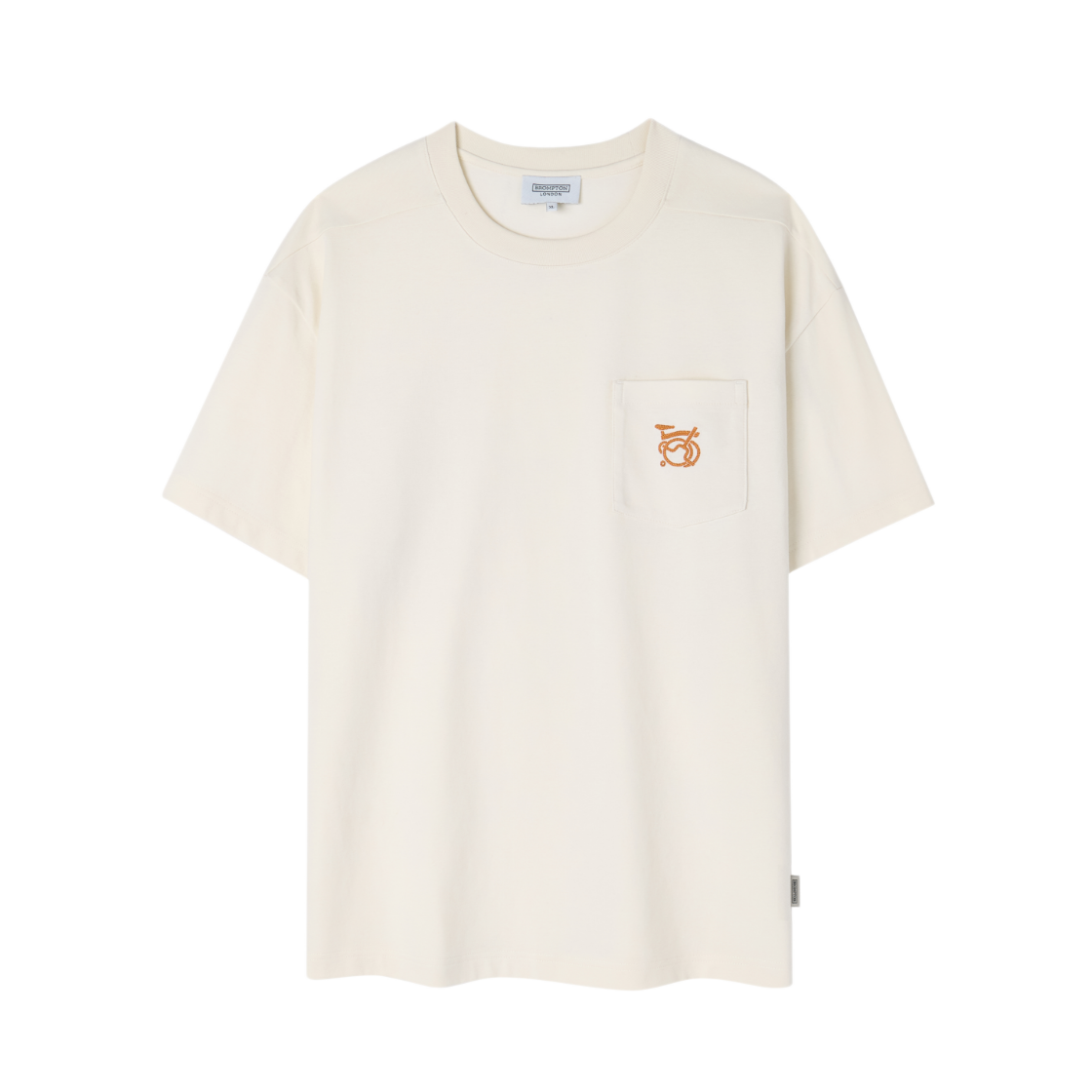 P262MTS131907 BROMPTON LONDON Bicycle Embroidery Half Sleeve T-Shirt Cream