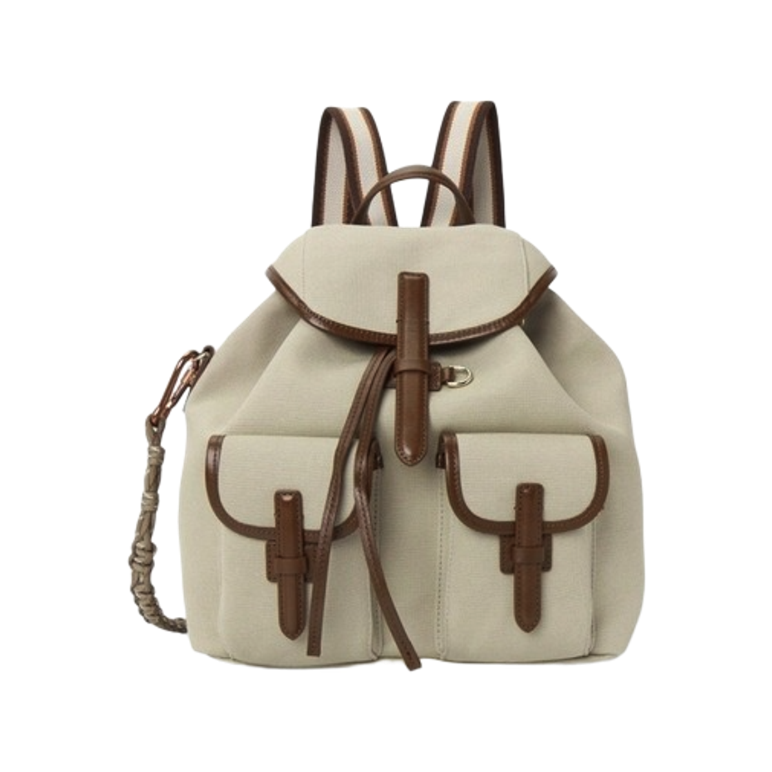 위켄드 막스마라 포폴리 플레인 위브 앤 레더 백팩 브라운(Weekend Max Mara Popoli Plain Weave and Leather Backpack Brown) - 1