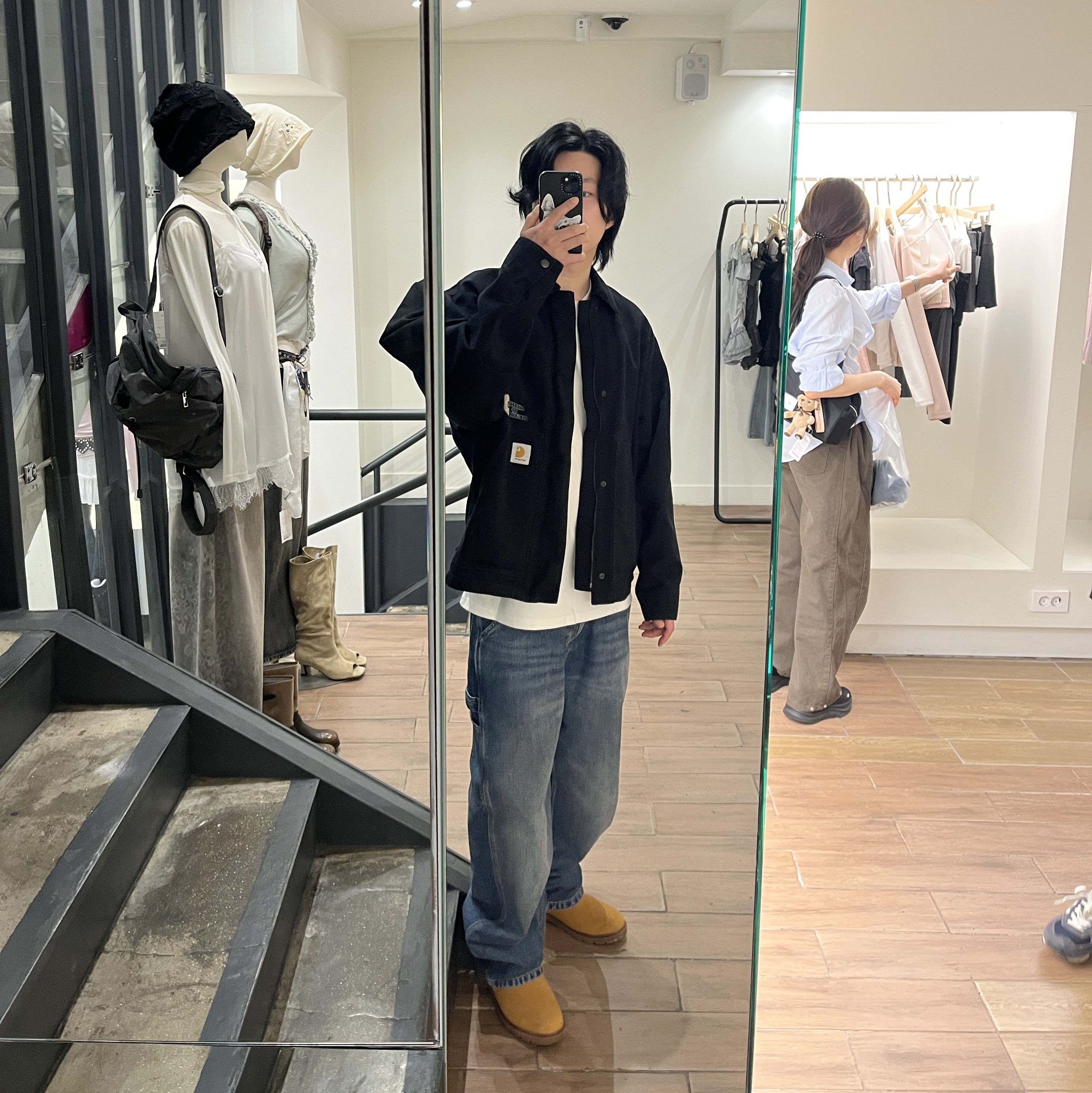 Carhartt WIP OG Arcan Graphic Jacket Black Heavy Stone Wash, Timberland Premium 6 inch Waterproof Boot Wheat Nubuck - Wide 착용 스타일