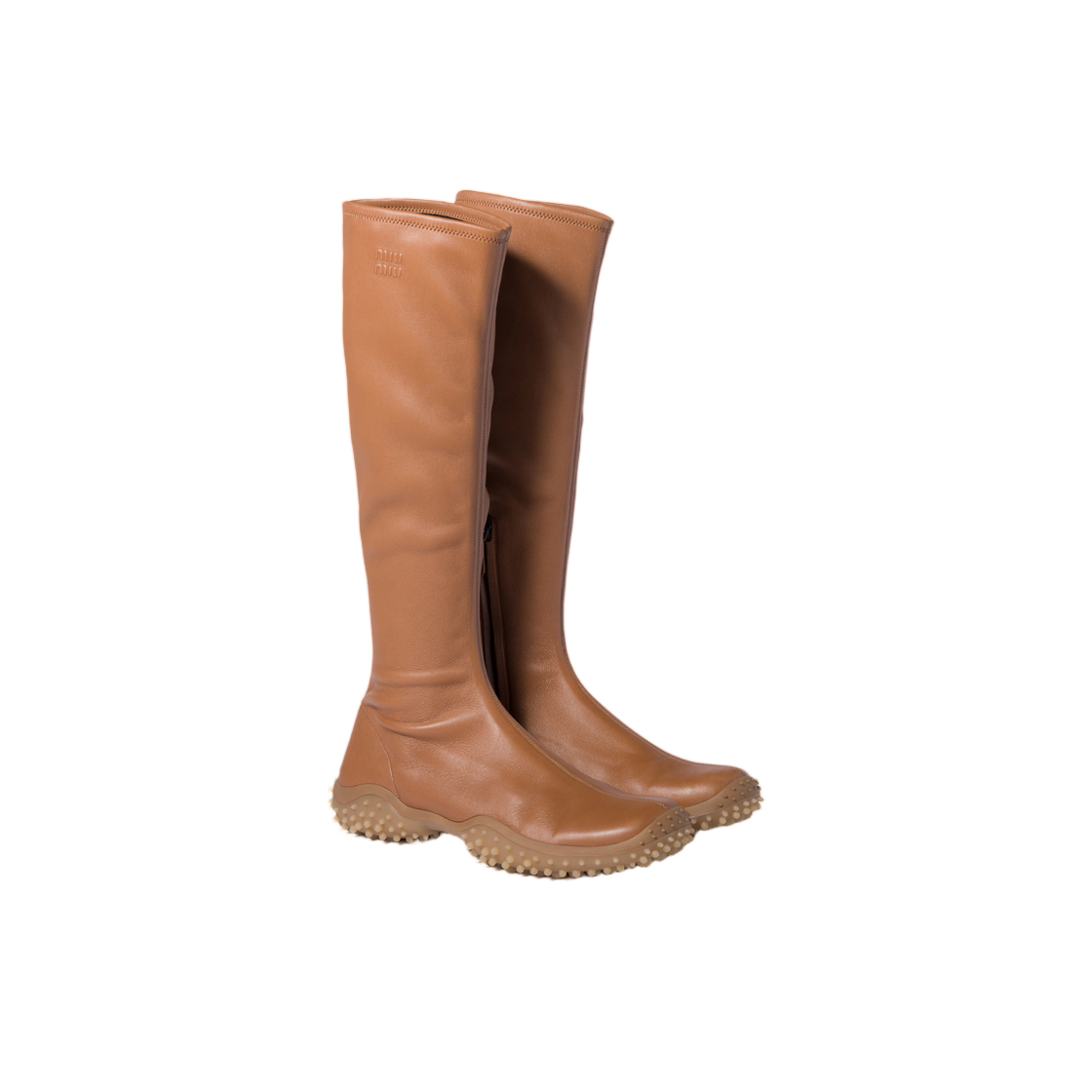 (W) 미우 미우 스트레치 나파 레더 부츠 카라멜((W) Miu Miu Stretch Nappa Leather Boots Caramel) - 2