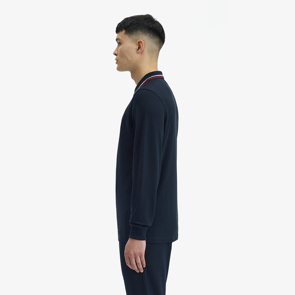 프레드페리 M3636 롱슬리브 트윈 팁 프레드페리 셔츠 네이비 스노우화이트 번트레드(Fred Perry M3636 L/S Twin Tipped FP Shirt Navy Snow White Burnt Red) - 3