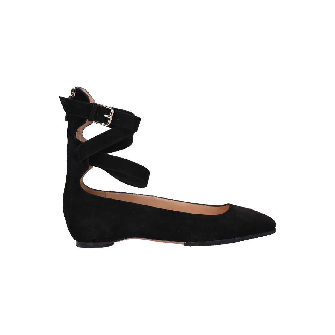 ITIGCQW66CWB Valentino Black Suede Ballerina Flats