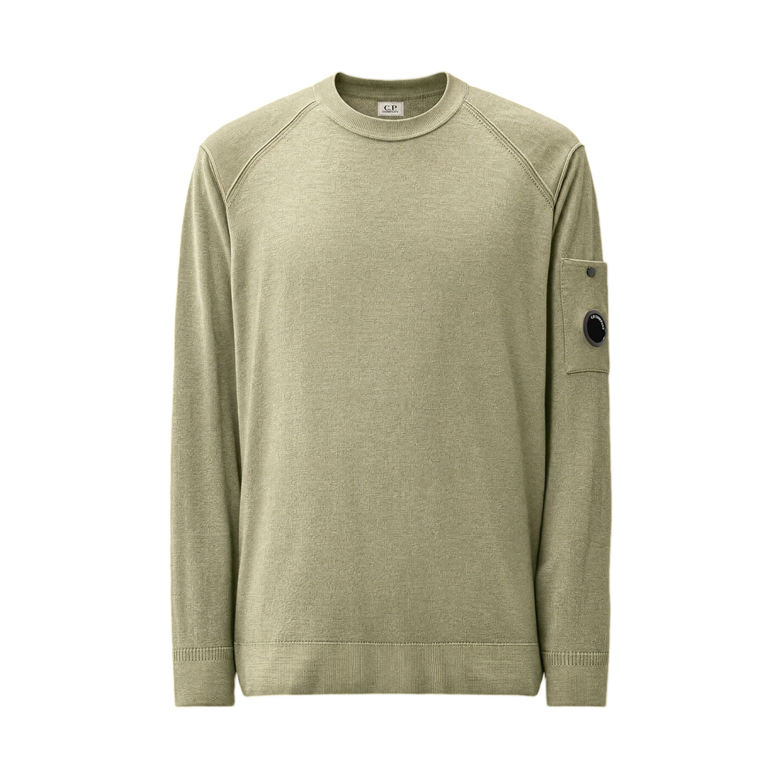 21CMKN046A003247F356 C.P. Company Merino Wool Lens Crewneck Sweater Fallen Rock Beige - 26FW