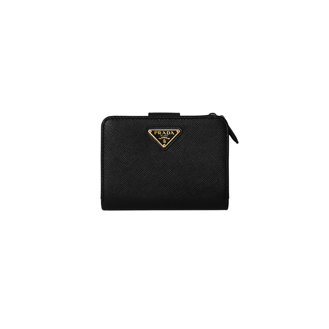 1ML018 QHH F0002 [25% 쿠폰] Prada Small Saffiano Leather Triangle Logo Wallet Black