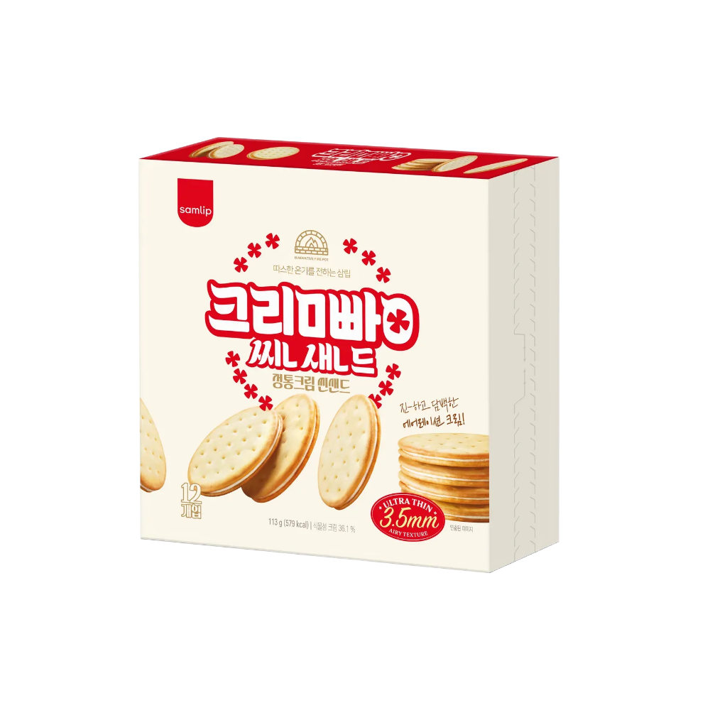 삼립 정통 크림빵 씬샌드 36개입 (12개입*3박스)(Samlip Authentic Cream Bread Thin Sandwiches – 36 Count (12 per box x 3 boxes))