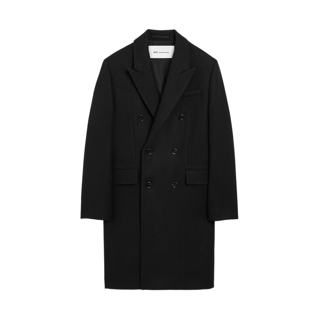 FCO111-WV0078-001 (W) AMI Black Double Breasted Wool Coat Black