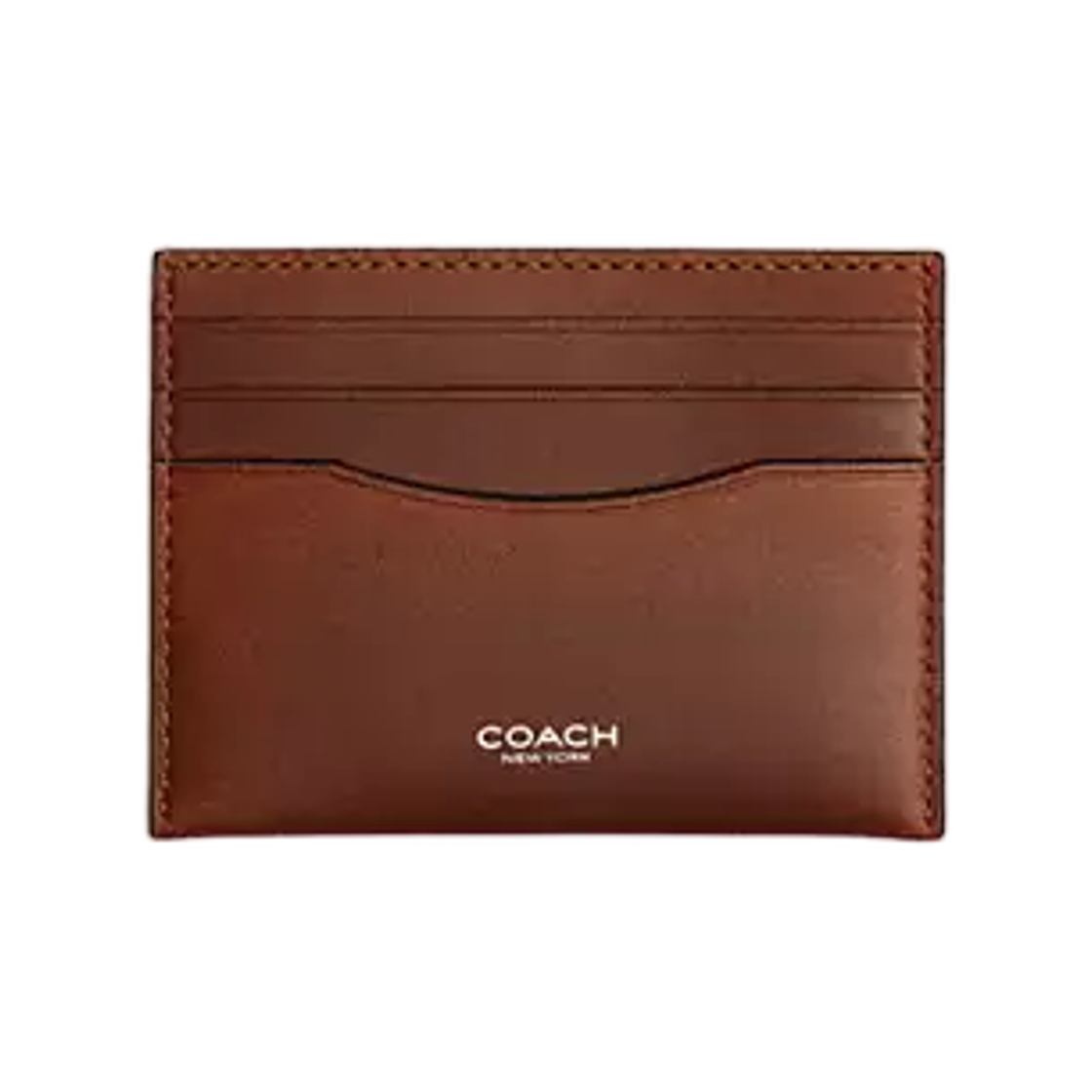 CEF75-Z1Q Coach Card Case in Loved Leather Saddle Burnt Sienna