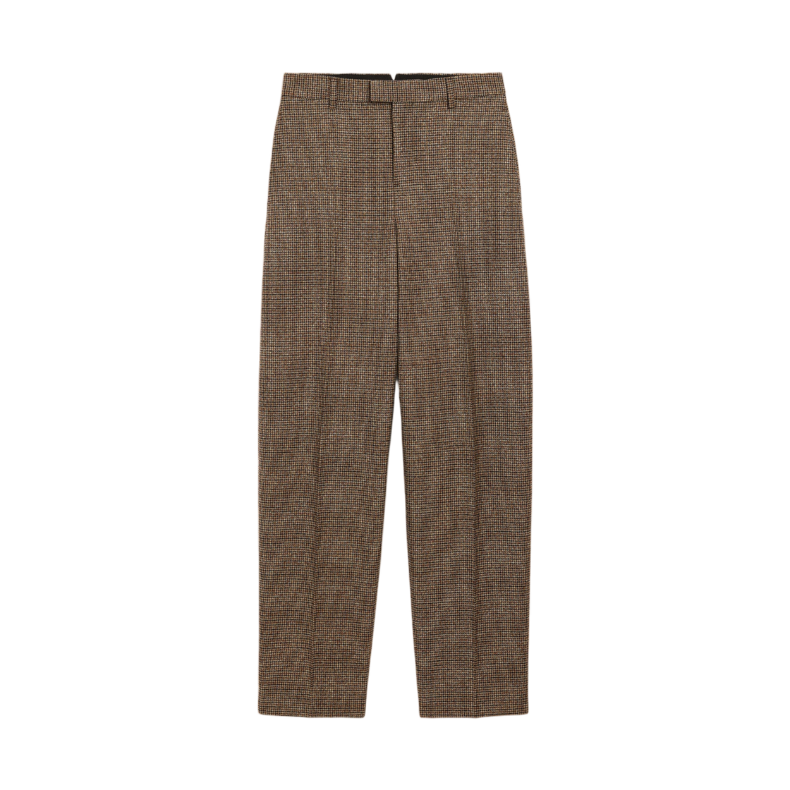 FTR912-WV0219-A256 (W) AMI Brown Houndstooth Balloon Fit Wool Trousers Chocolate Brown Black