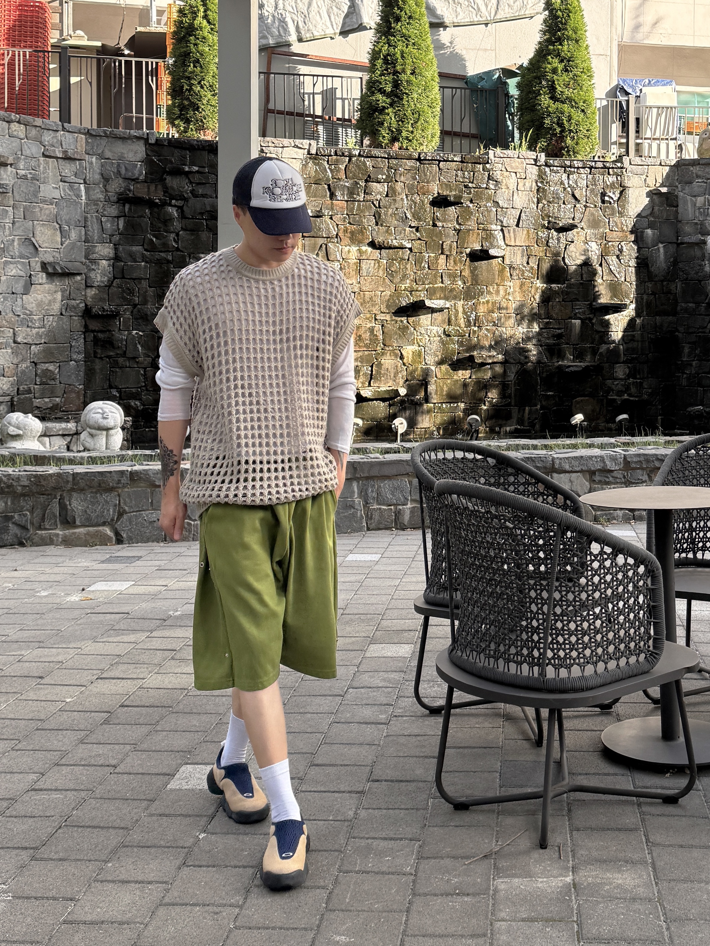 Oakley Factory Team x Brain Dead Hairy Suede Flesh Sand Blue 착용 스타일 - 6