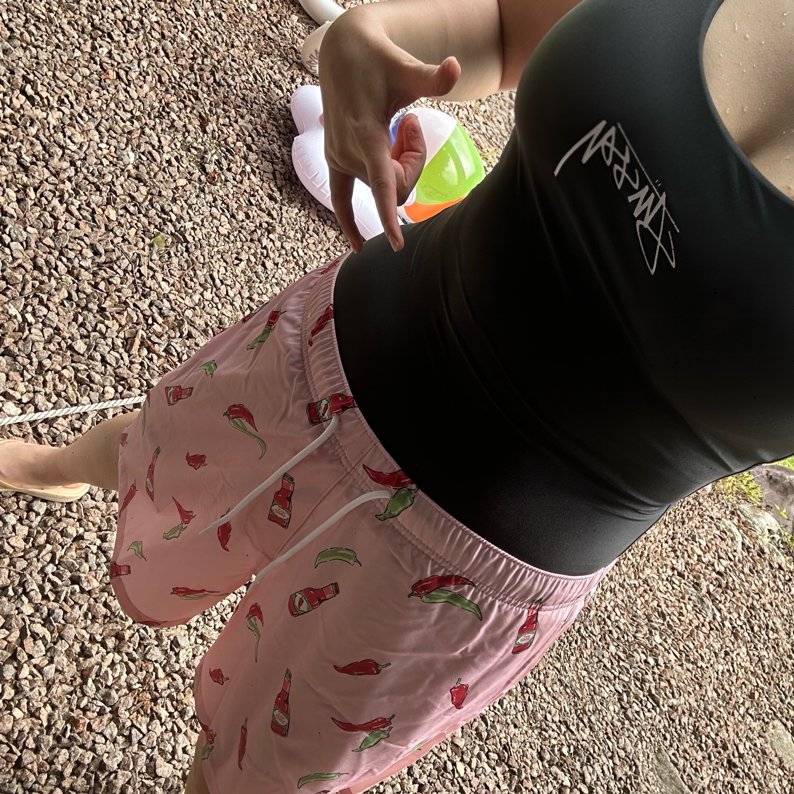Stussy Surf Stock One Piece Swimsuit Black 착용 스타일