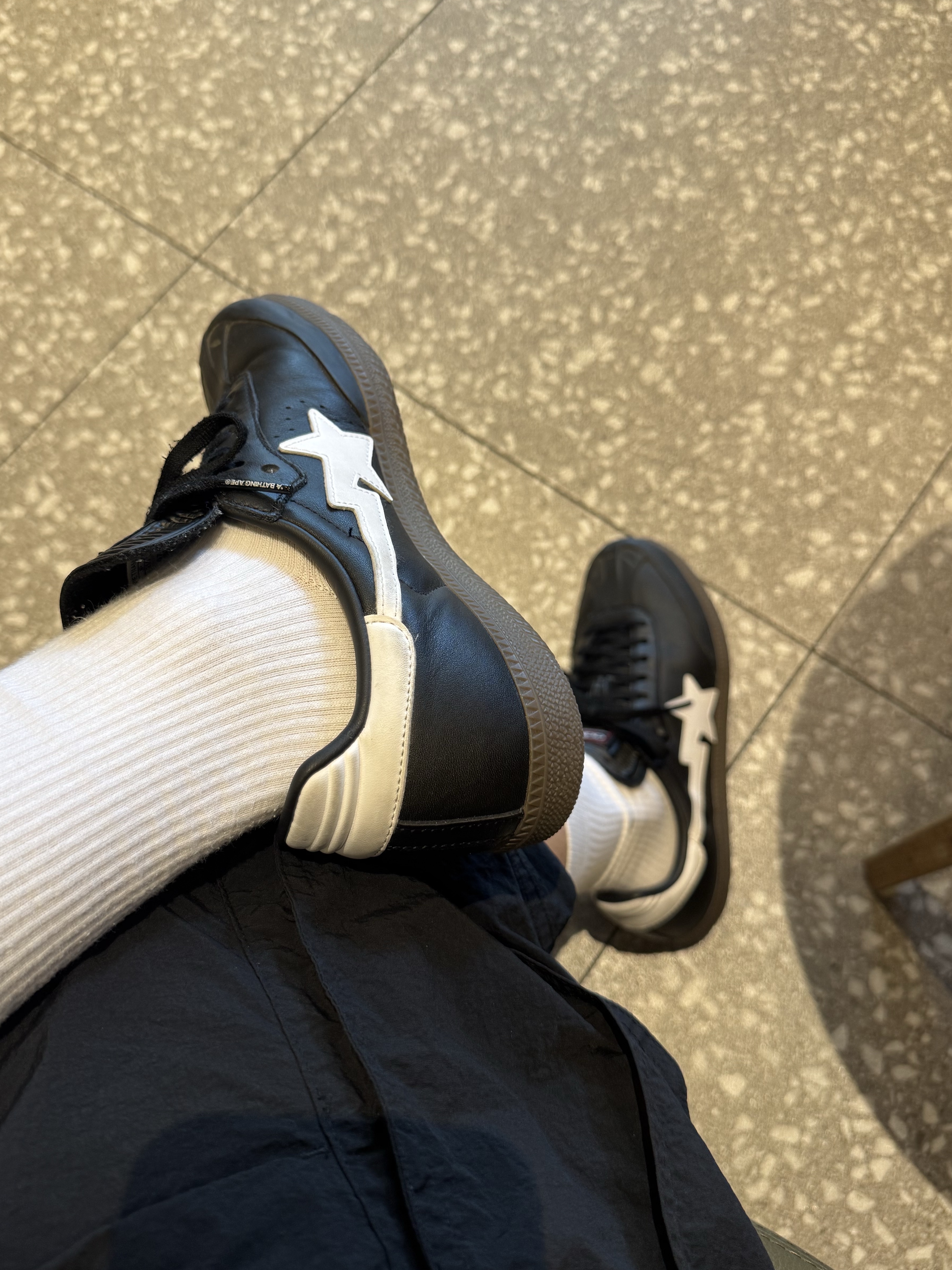 Adidas x BAPE Samba Core Black Footwear White 착용 스타일