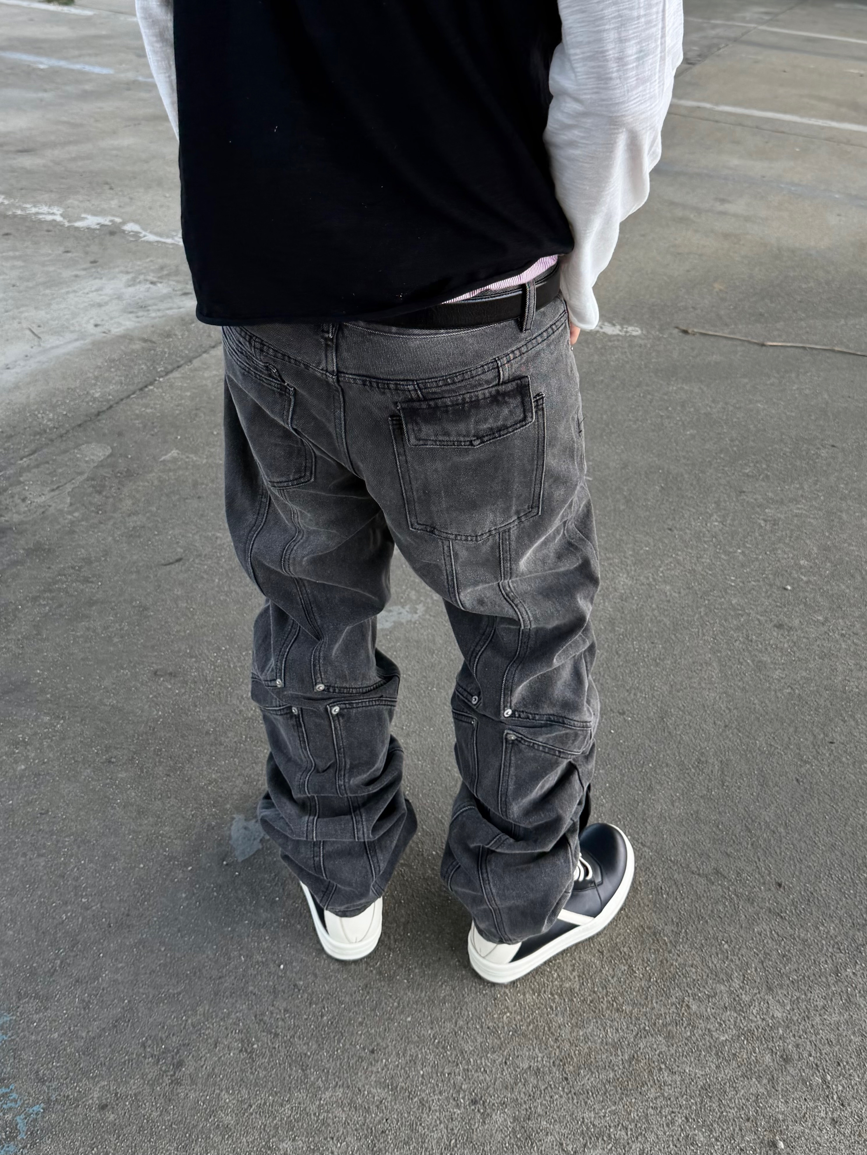 Rick Owens Geobasket Sneakers Black Milk, (W) Rick Owens Geobasket Leather Sneakers Black Milk 착용 스타일 - 2
