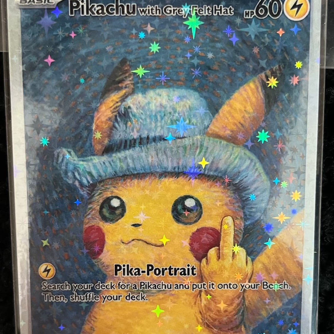 Pokemon TCG x Van Gogh Museum Pikachu with Grey Felt Hat P Scarlet & Violet Promos (English Ver.) 착용 스타일