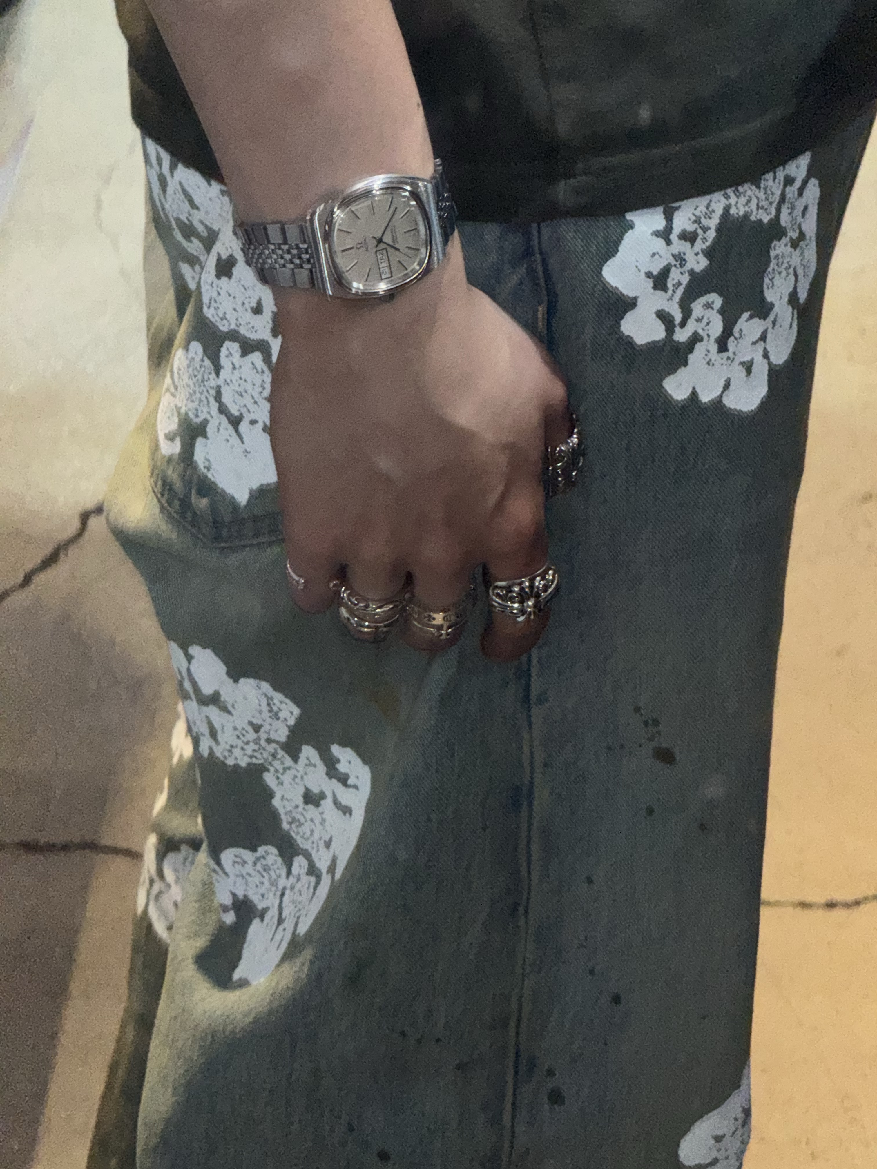Chrome Hearts Spacer Forever Ring 6mm Silver, Chrome Hearts Baby Classic Floral Cross Ring Silver 착용 스타일 - 2