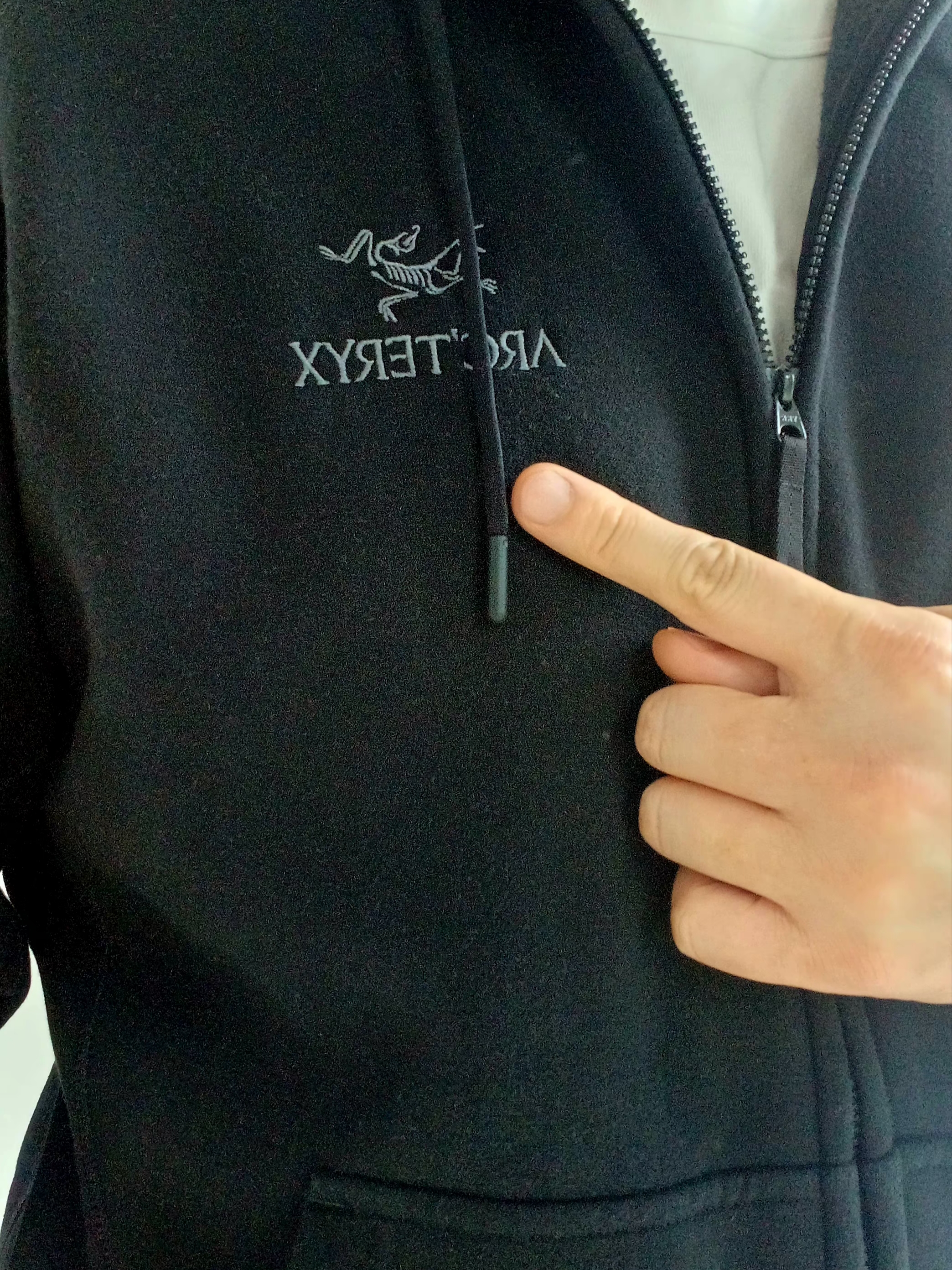 Arc'teryx Emblem Fleece Full-Zip Hoody Black, Arc'teryx Emblem Fleece Jogger Pants Black 착용 스타일 - 2