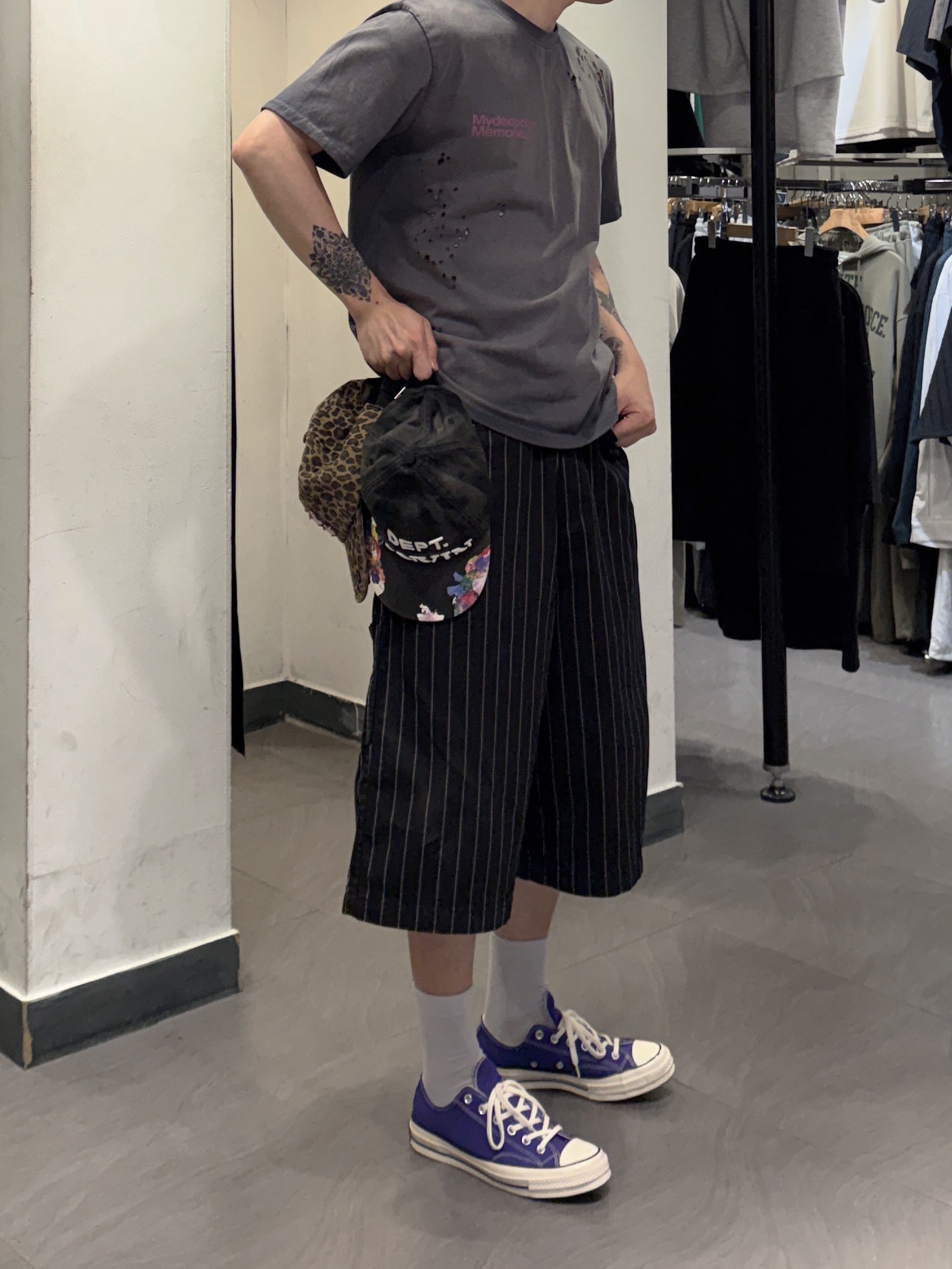 Converse Chuck 70 Ox Candy Grape, Gallery Dept. x Lanvin Painted Cap Black 착용 스타일 - 6