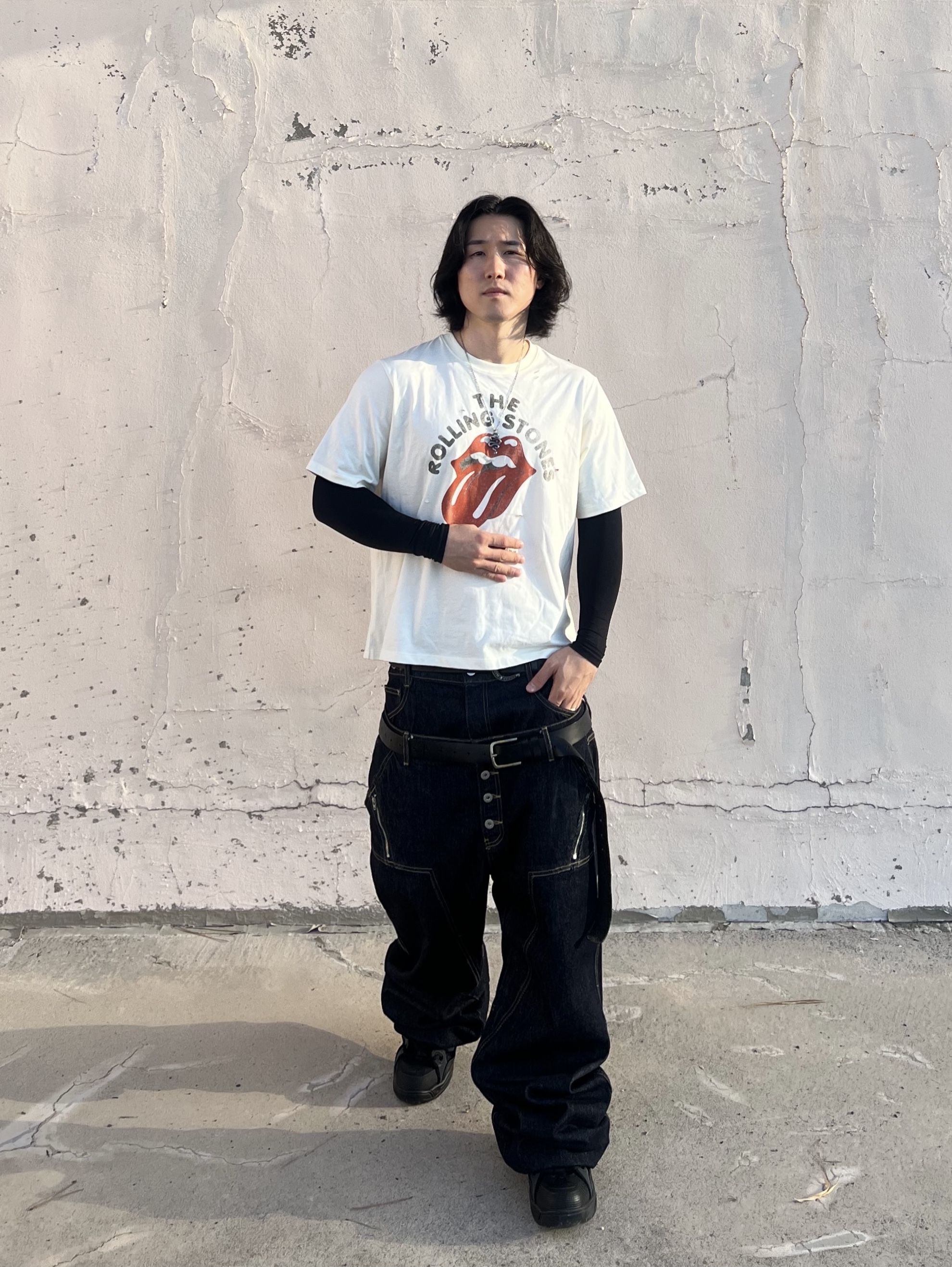 ROARINGRAD Double Obi Zip Denim Pants Indigo, AX CONNECTION Snake Pendant Chain Necklace 착용 스타일 - 4