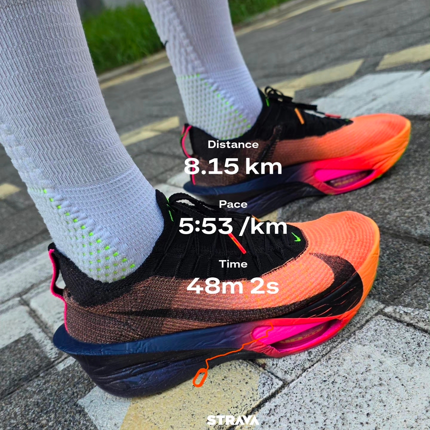 Nike Alphafly 3 Orange Pulse Purple Dynasty 착용 스타일