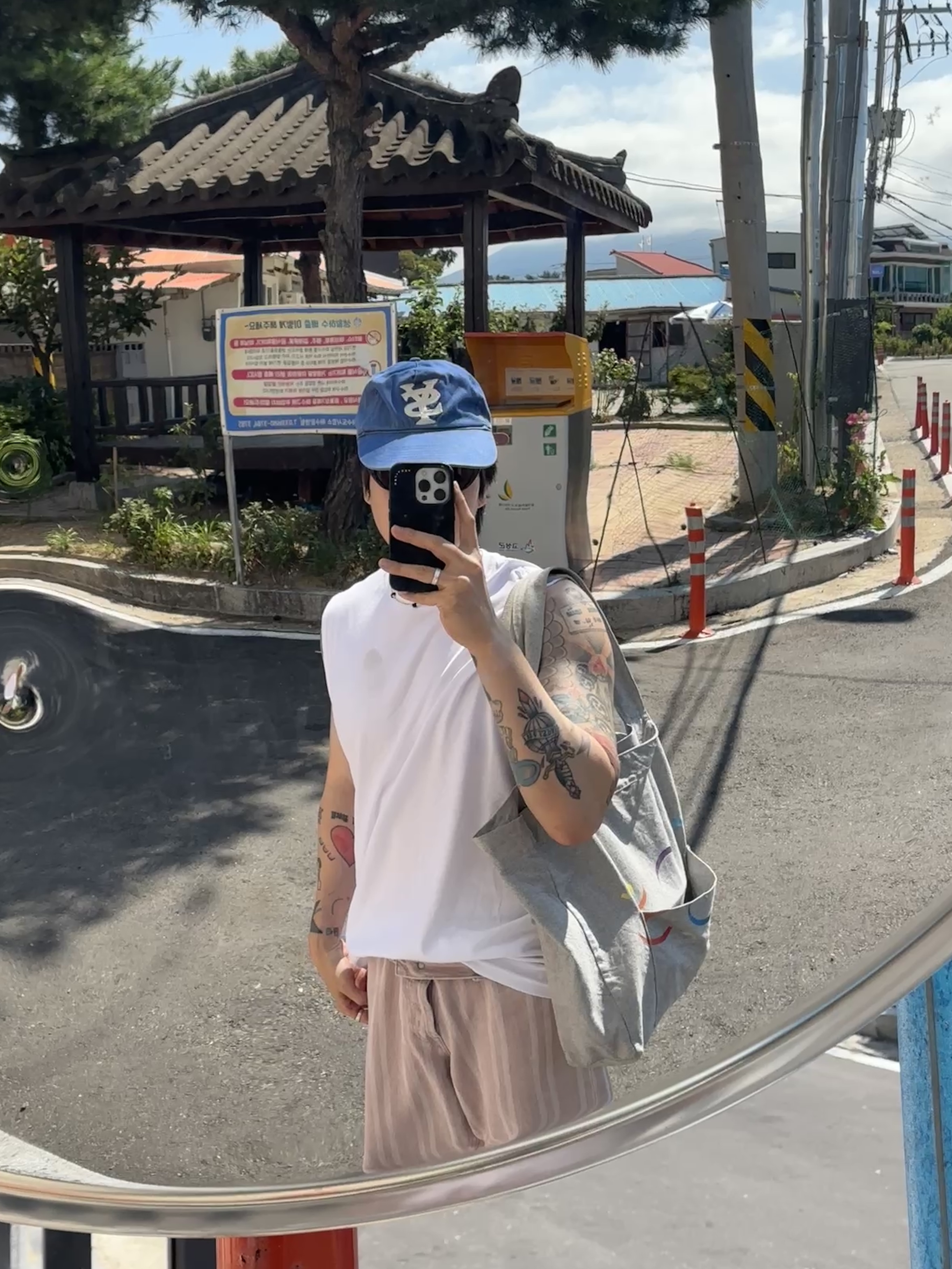 Sunday Ceremony Sy Logo 5 Panel New Cotton Cap - Blue 착용 스타일 - 4