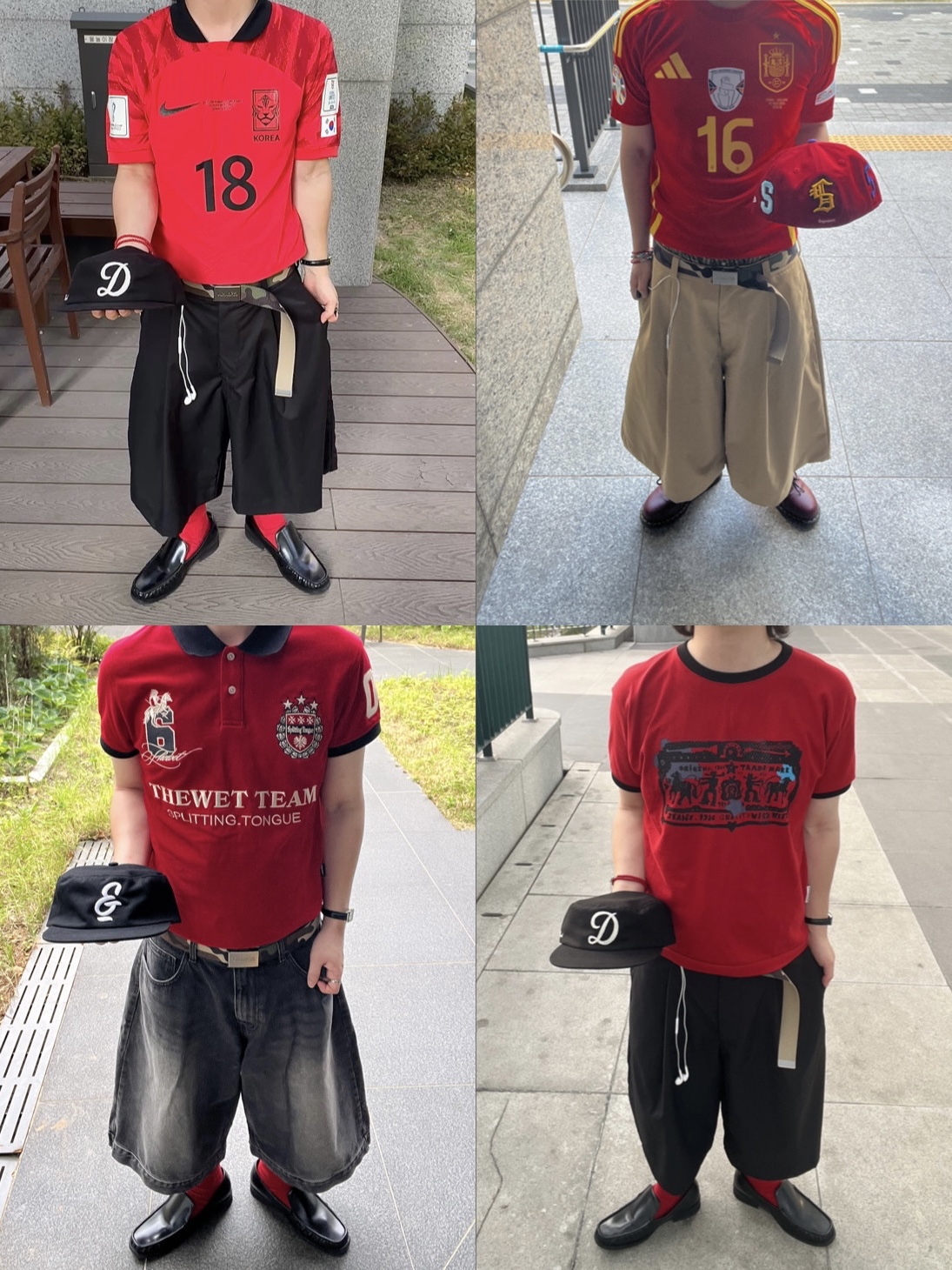 Nike Korea 2022/23 Dri-Fit ADV Match Home SS Jersey Global Red - US/EU (Non Marking Ver.), Adidas Spain 2024 Home Jersey Better Scarlet (Non Marking Ver.) - KR Sizing 착용 스타일 - 8