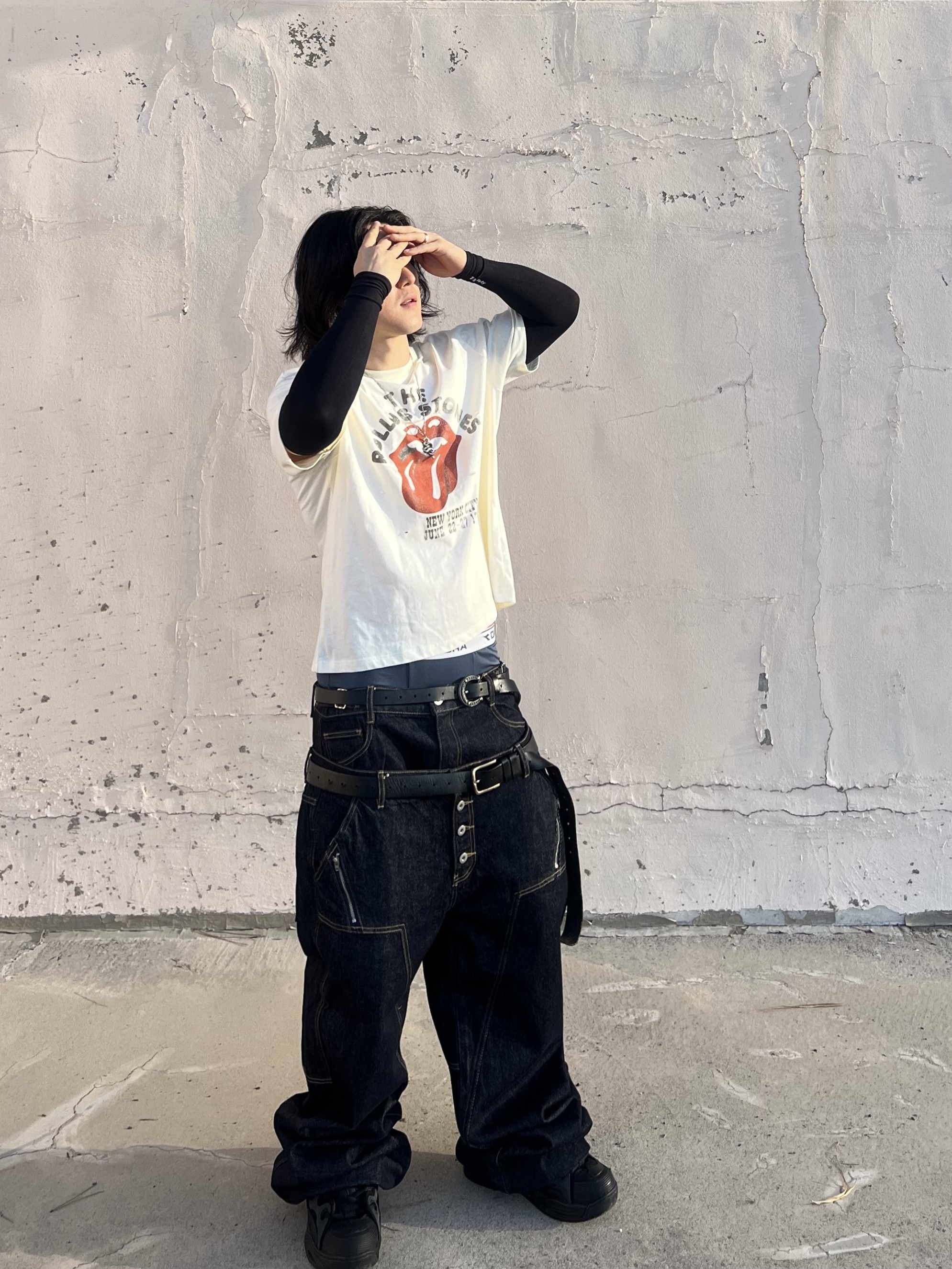 ROARINGRAD Double Obi Zip Denim Pants Indigo, AX CONNECTION Snake Pendant Chain Necklace 착용 스타일 - 5