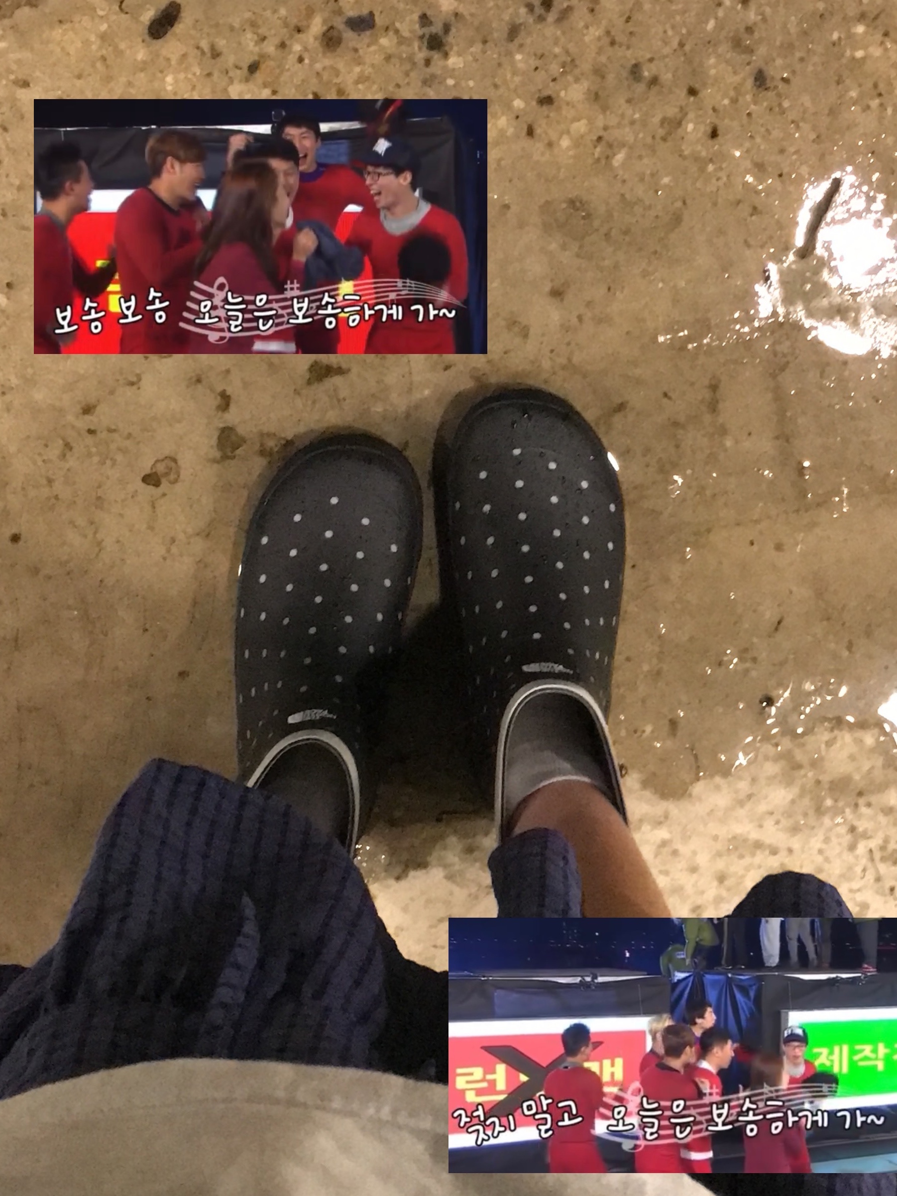 (W) The North Face White Label Semi Rainboots Black 착용 스타일 - 3