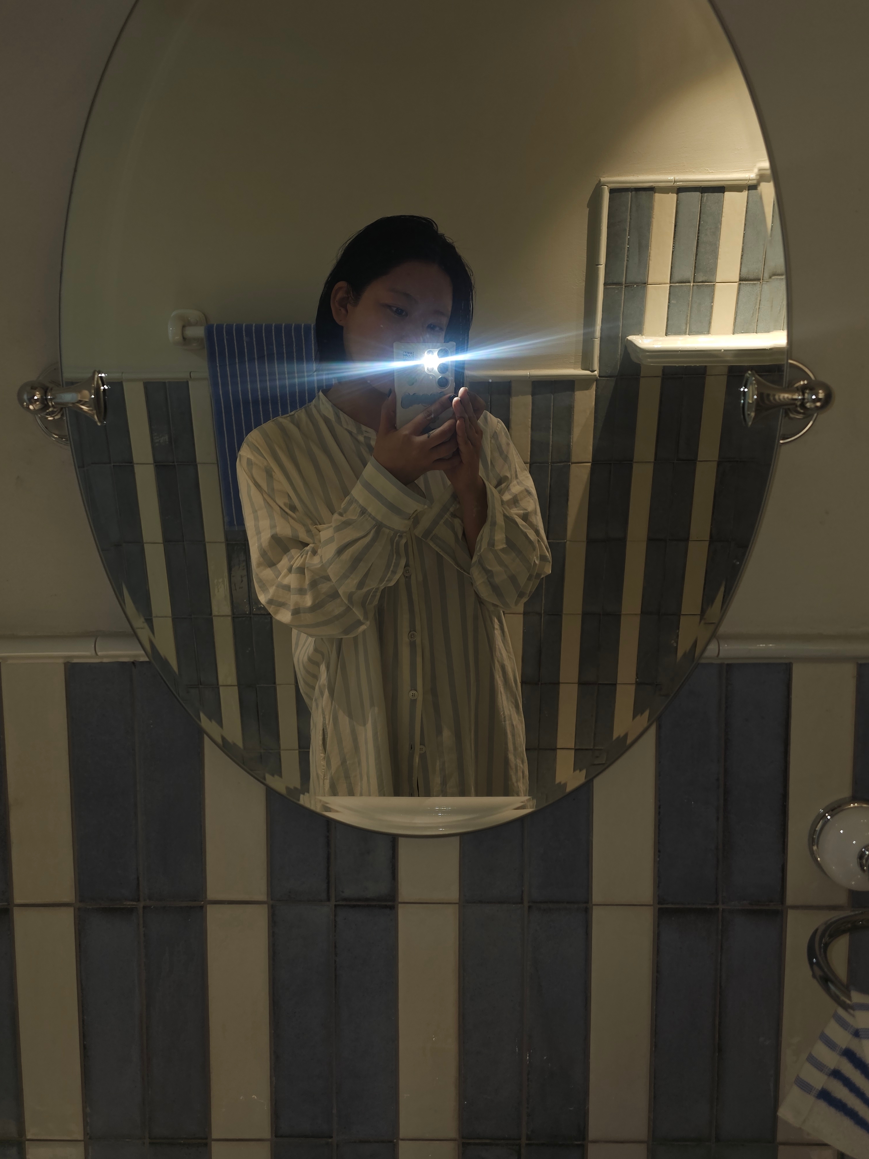 Tekla Towels Coastal Stripes, Stussy x Tekla Poplin Pajama Shirt Hand Drawn Stripes 착용 스타일 - 2