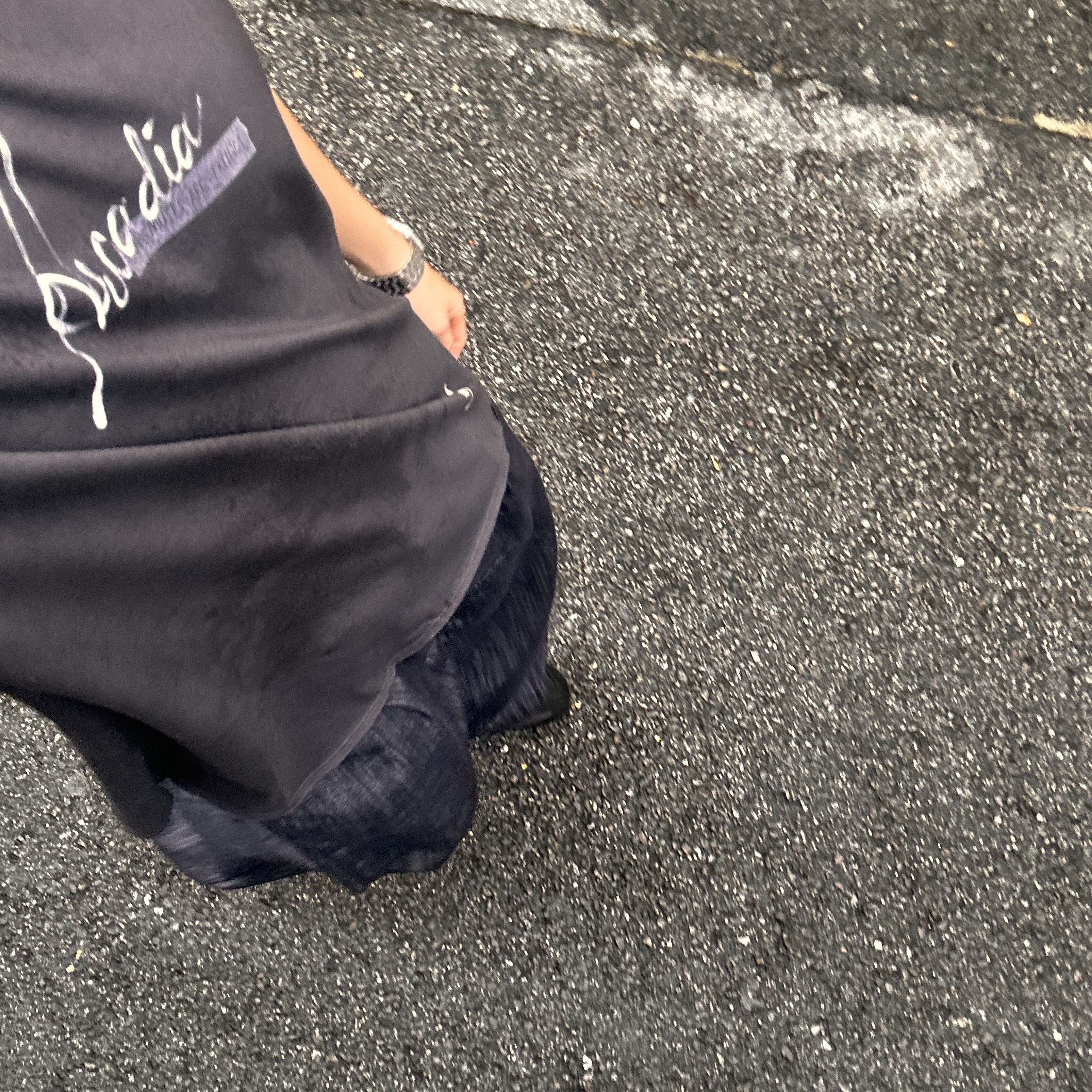 Polyteru 1/2 Graphic T-Shirt 'Arcadia' Raw Cut Purple Navy 착용 스타일