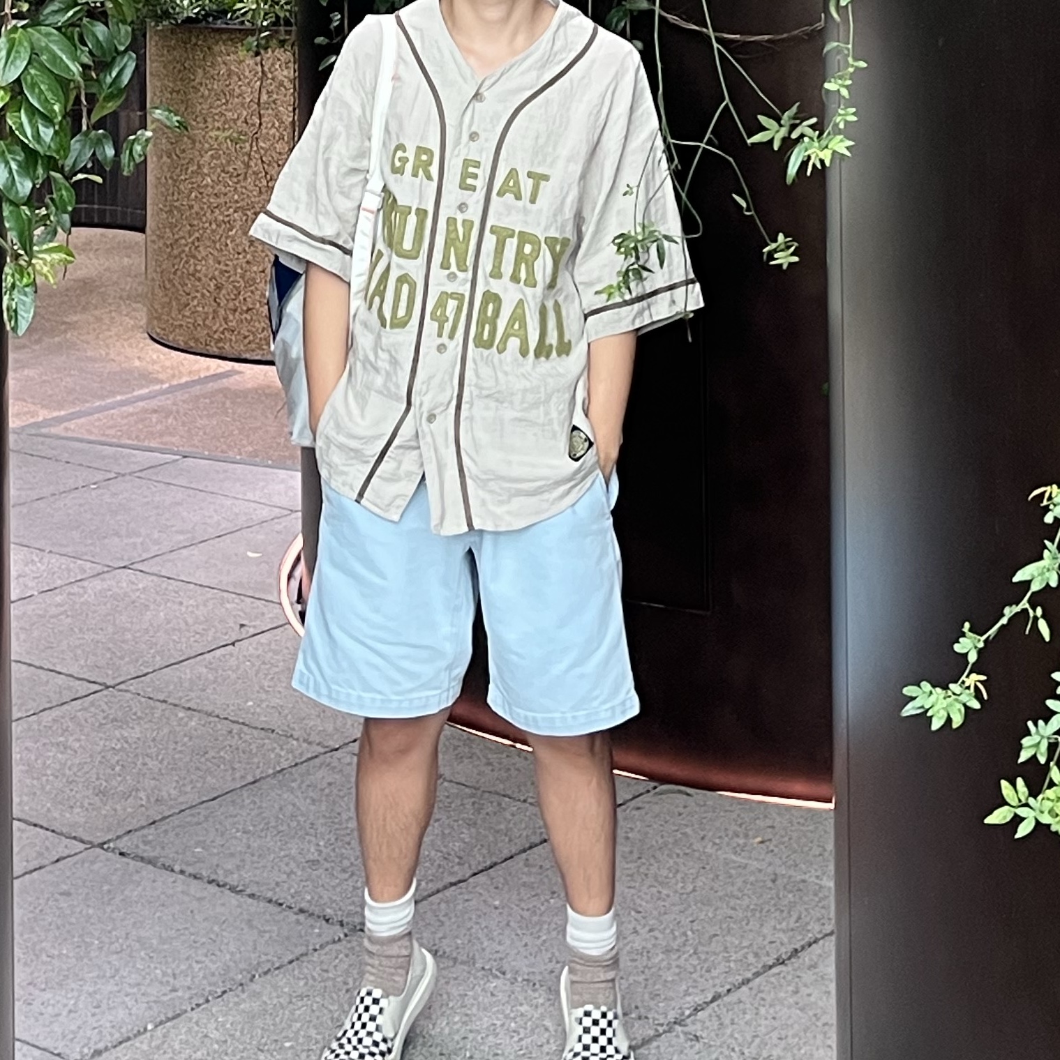 Kapital French Linen Great Kountry Baseball Shirt Beige 착용 스타일