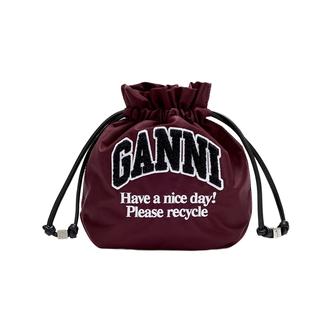 B3010352-08H Ganni Pouch in Nylon Windsor Wine