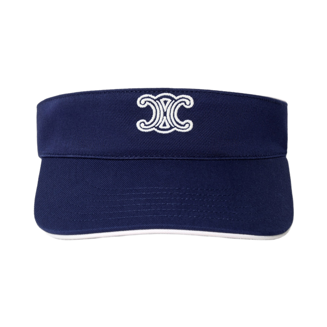 AA0II234X-07MW (W) Celine Triomphe Visor in Washed Cotton Gabardine Navy White