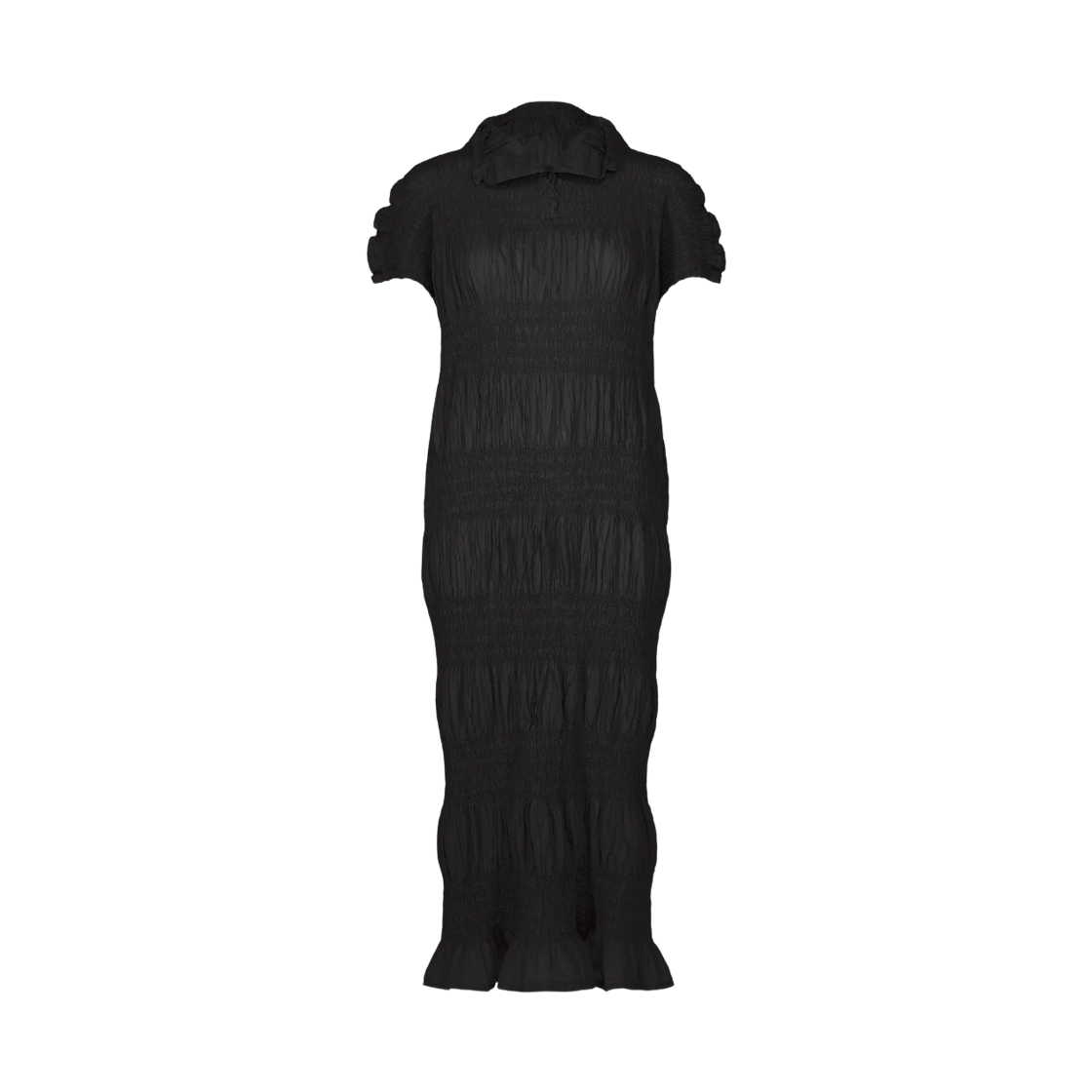 MI64-FH404-15 (W) Me Issey Miyake Shrink Stripe Dress Black
