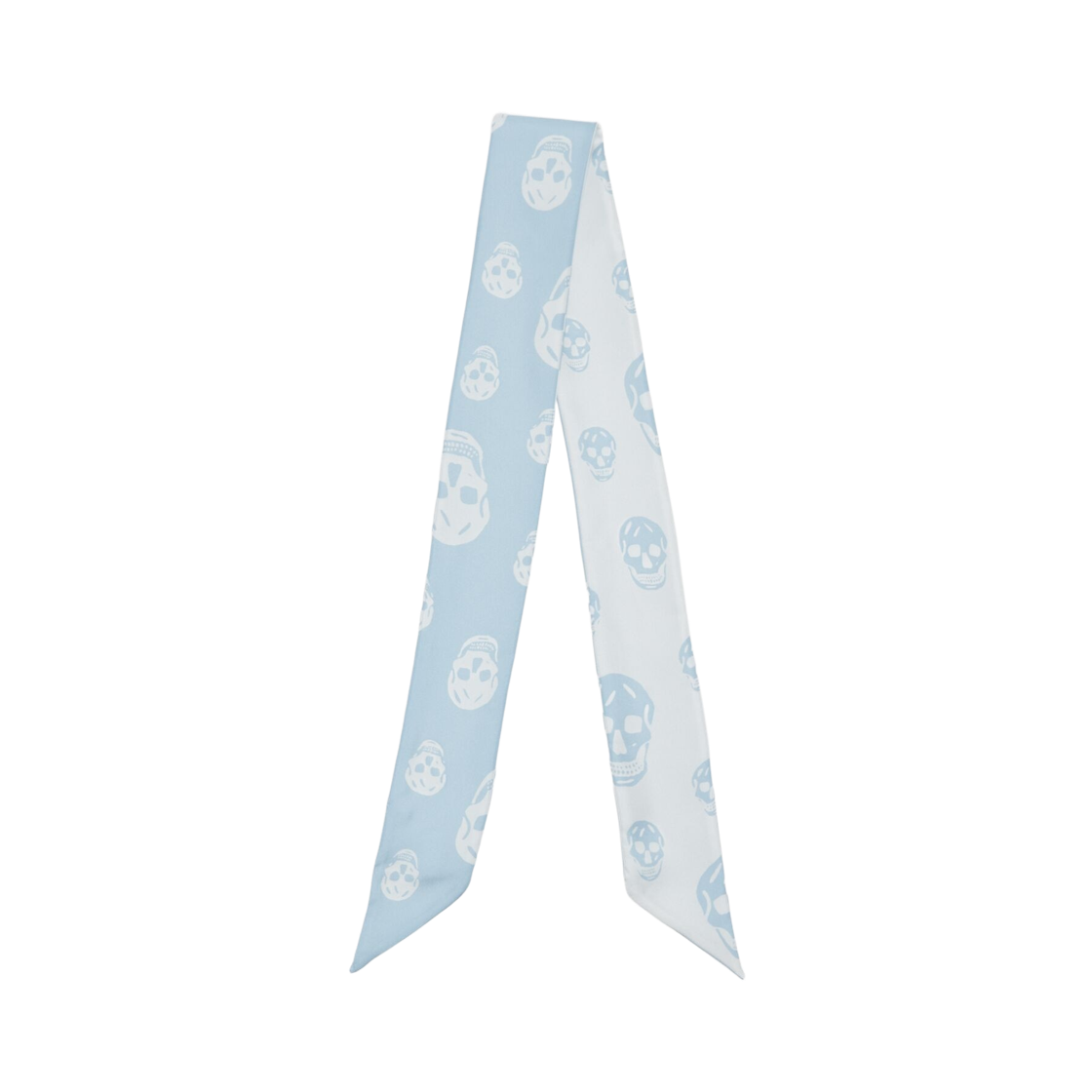 8575533001Q4977 (W) Alexander McQueen Ribbon Skull Scarf in Light Blue