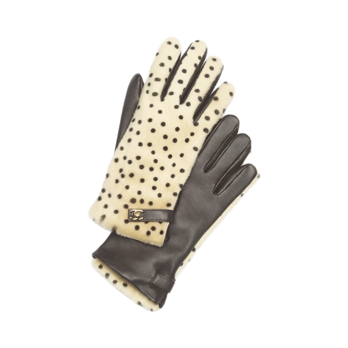 AAC105-B25163-UB437 Chanel Lambskin Gloves Beige Black