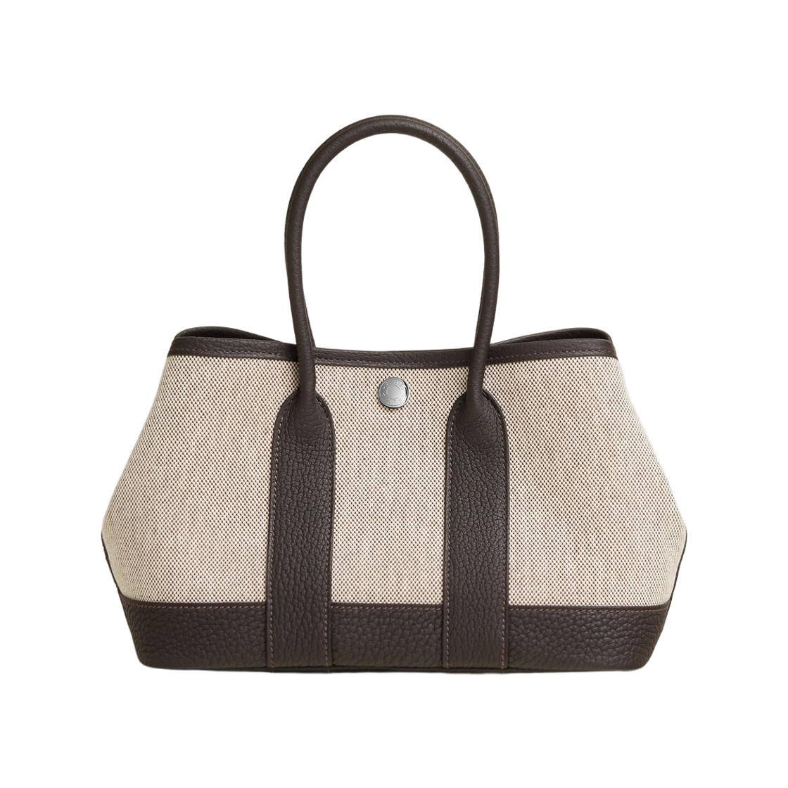 H086418CKAP Hermes Neo Garden Party 23 Bag Viking Canvas Negonda & Palladium Ecru Terre Bai Brun