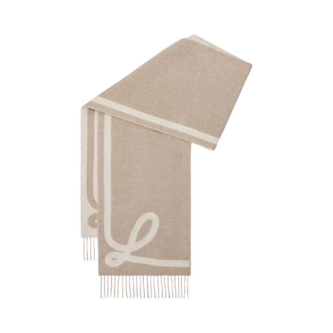 FSA4SS1W15-0183 (W) Loewe Wool and Cashmere Muffler Taupe Ecru