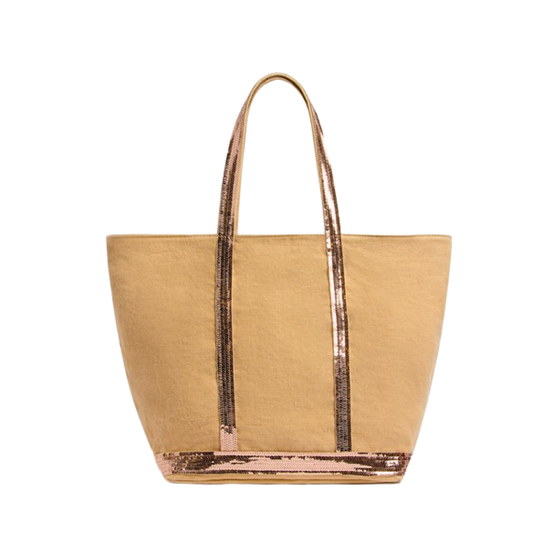 0PVE31-V40378-248 Vanessa Bruno Linen M Zipped Cabas Tote Bag Champagne