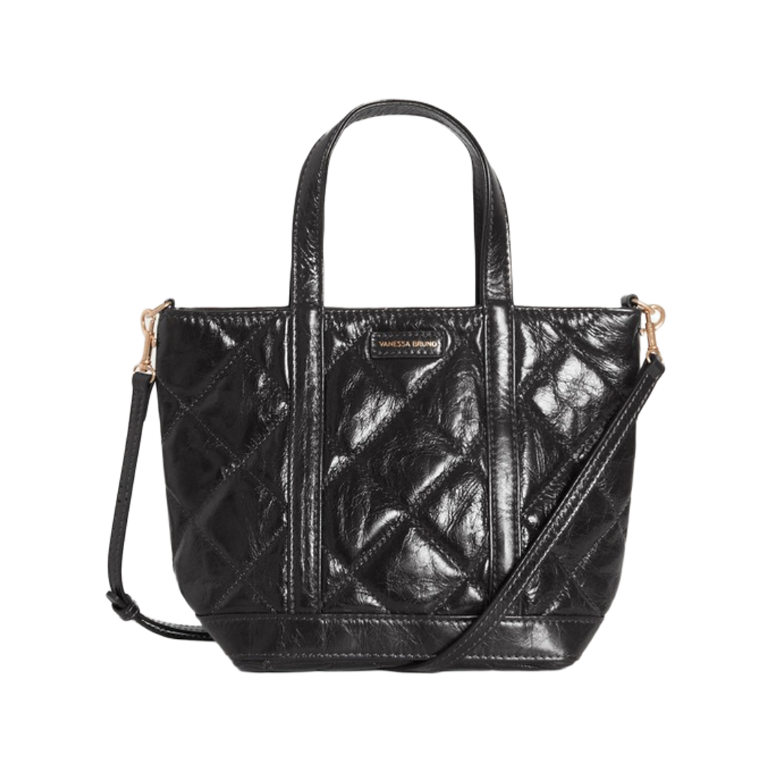2EVD84-V40435-999 Vanessa Bruno Quilted Leather S Zipped Cabas Tote Bag Black