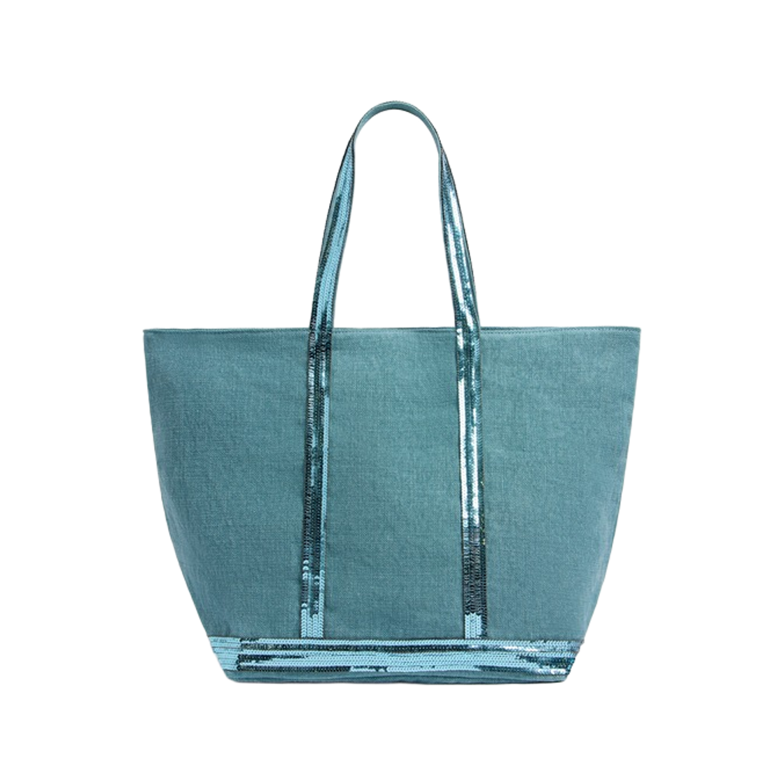 0PVE31-V40409-701 Vanessa Bruno Linen L Zipped Cabas Tote Bag Iris