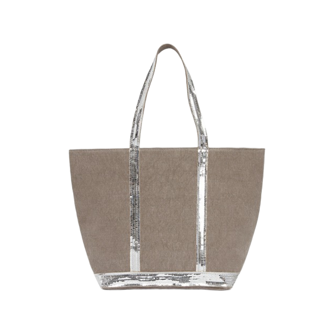 0PVE31-V40378-992 Vanessa Bruno Linen M Zipped Cabas Tote Bag Limestone