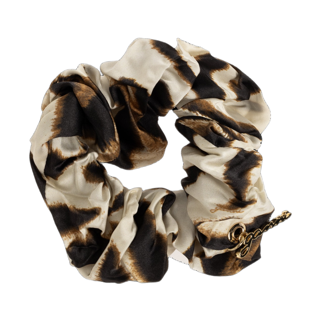 B3020234-135 (W) Ganni Animal Motif Scrunchie Brown