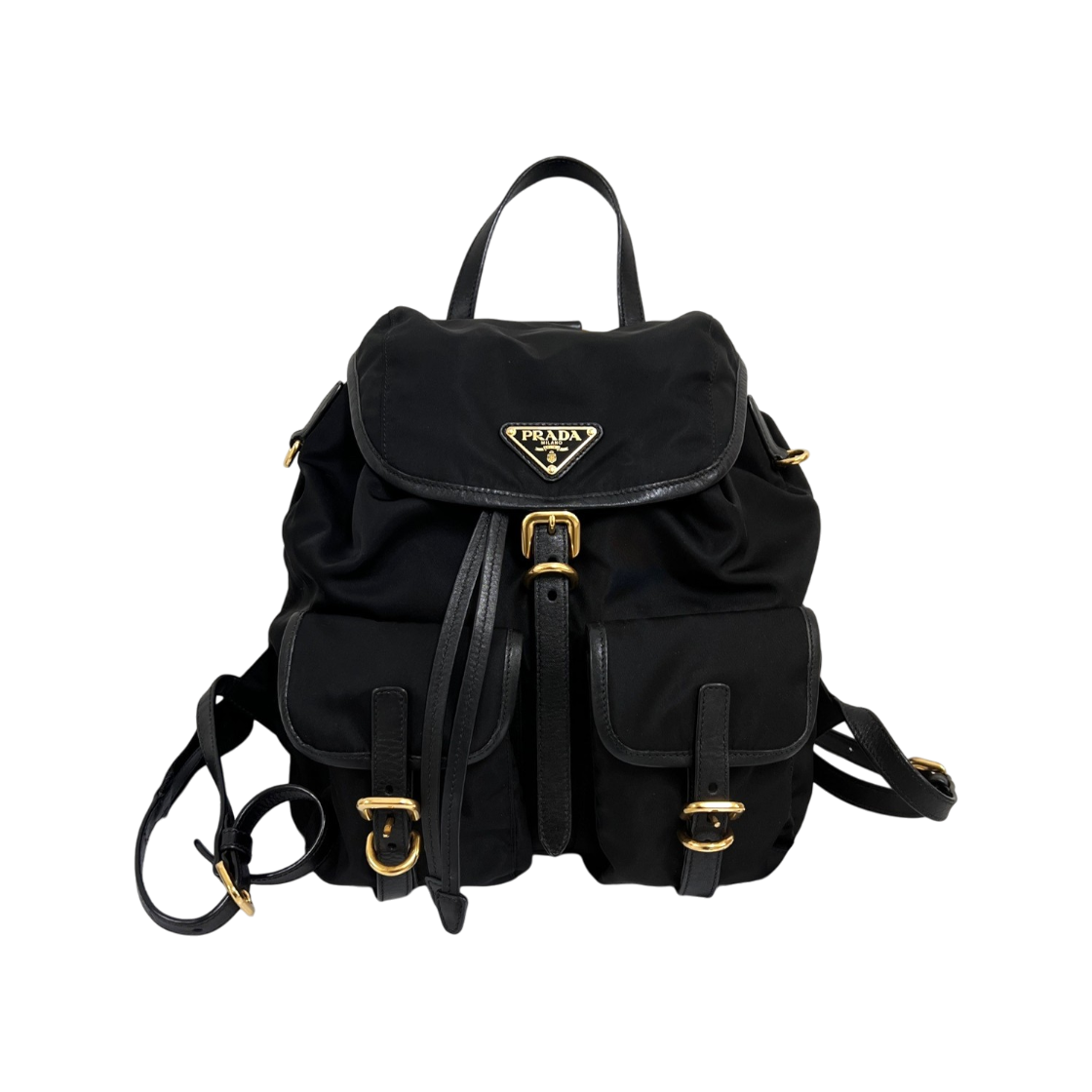 ITBFJR99POM8 Prada Triangle Logo Nylon Backpack Black 1BZ006