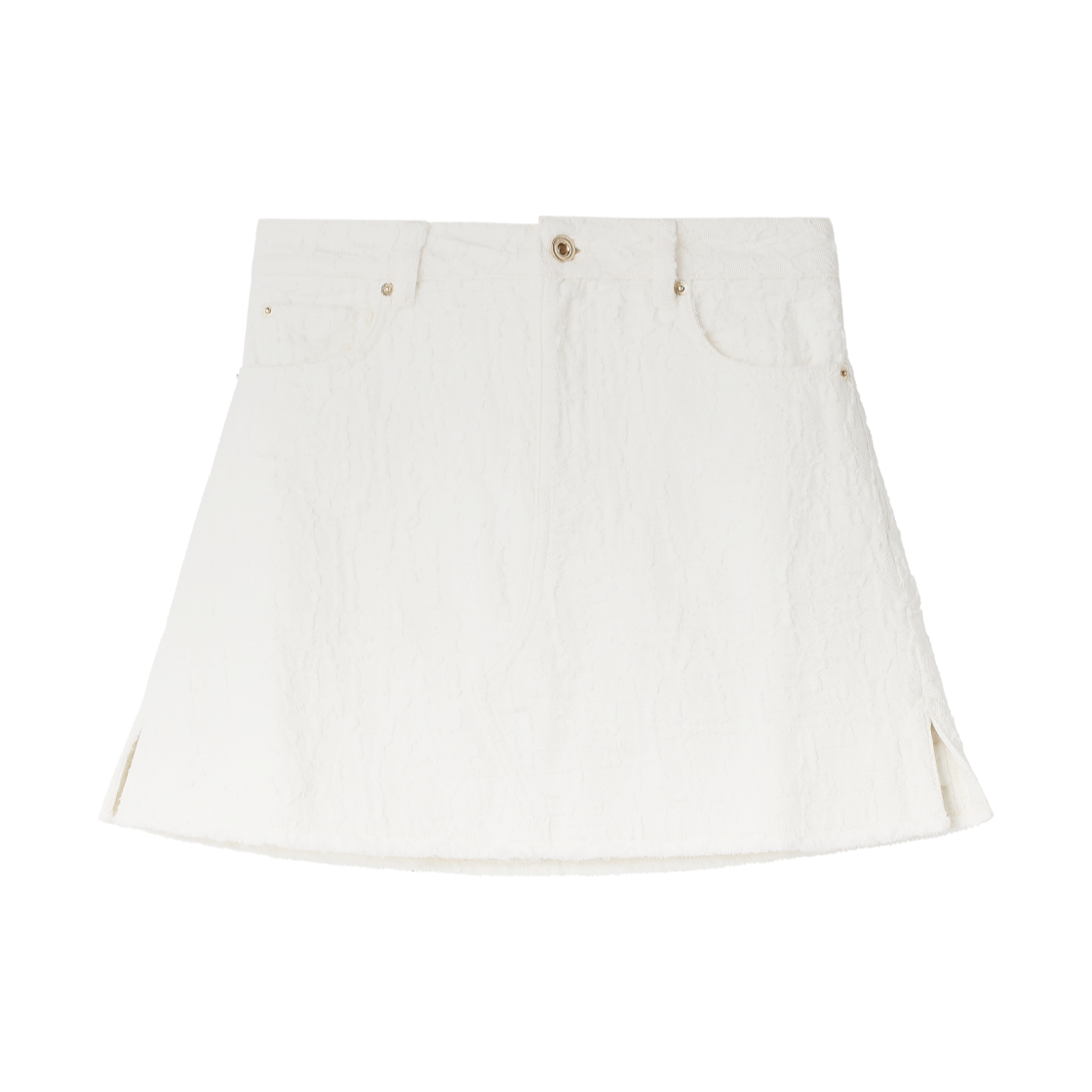 셀프 포트레이트 우먼 텍스처드 데님 미니 스커트 크림 - 26FW(Self Portrait Women Textured Denim Mini Skirt Cream - 26FW)