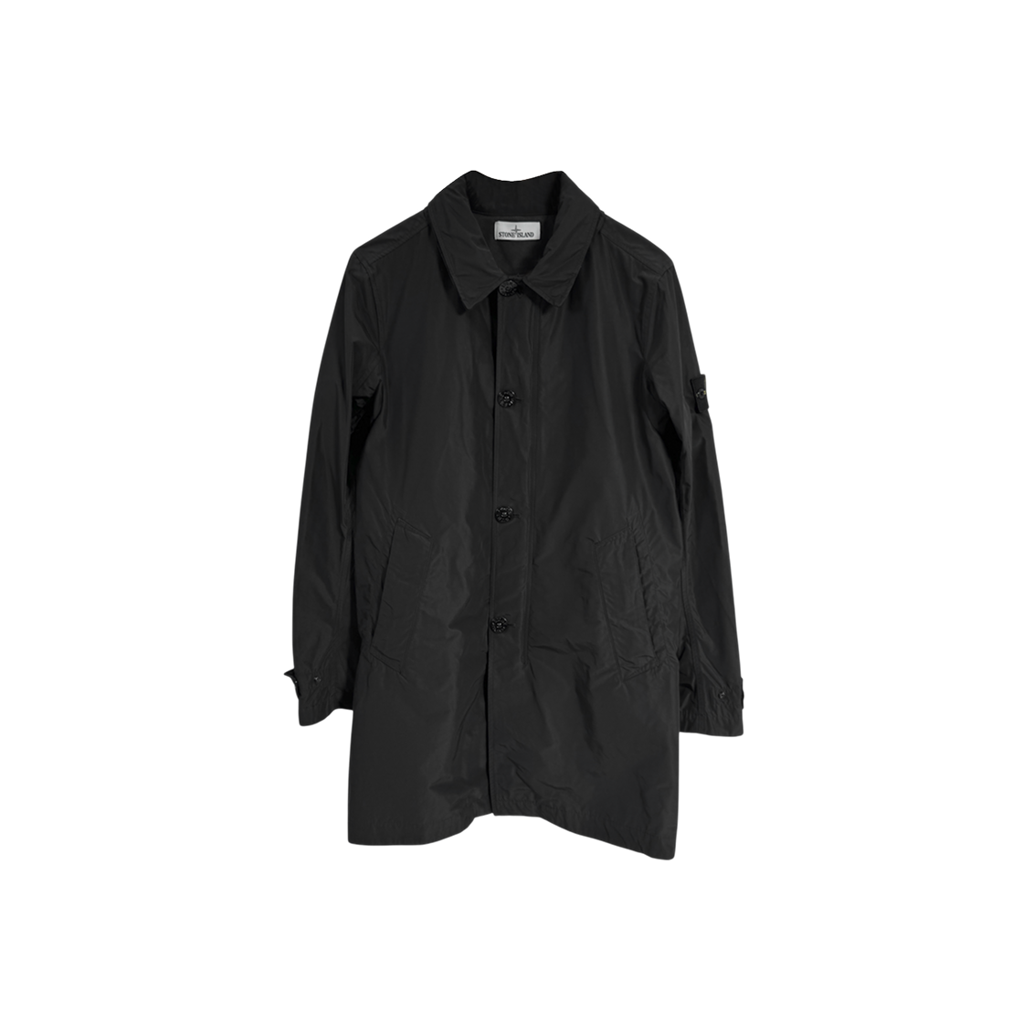 ITN572CHSKCT Stone Island Men Micro Labs Nylon Trench Coat Jacket Black