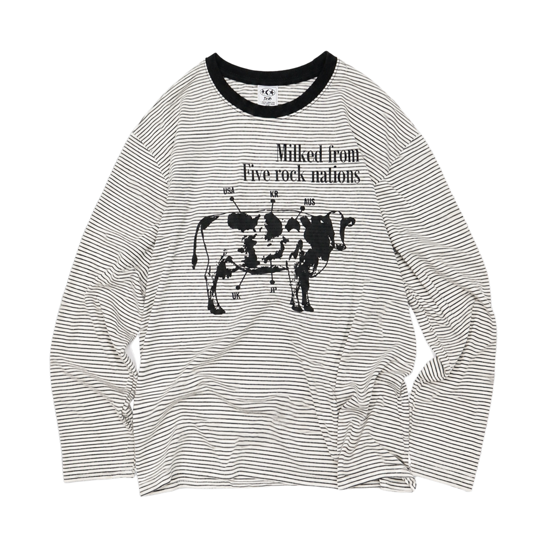 Stripels04 DEFYCLUBROBBERS Rock roots cow Stripe LS Ivory