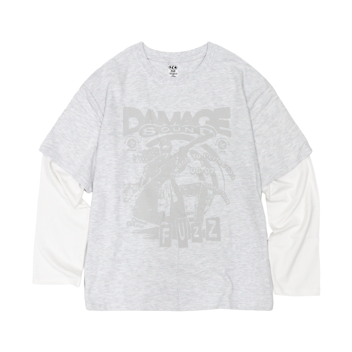 LLS03 DEFYCLUBROBBERS FUZZ Layered LS White Melange